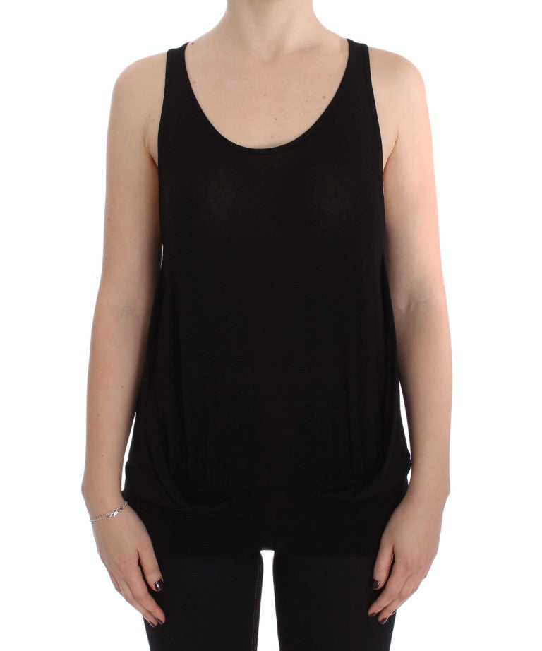 PLEIN SUD Black Stretch Sleeveless Blouse | Regal Royce