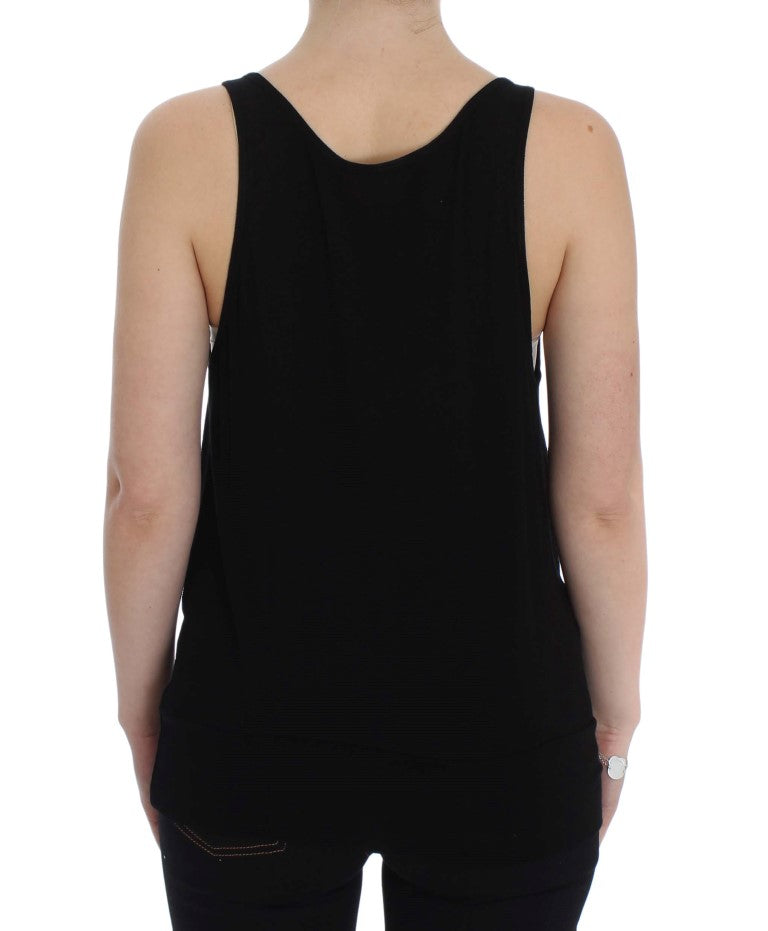 PLEIN SUD Black Stretch Sleeveless Blouse | Regal Royce