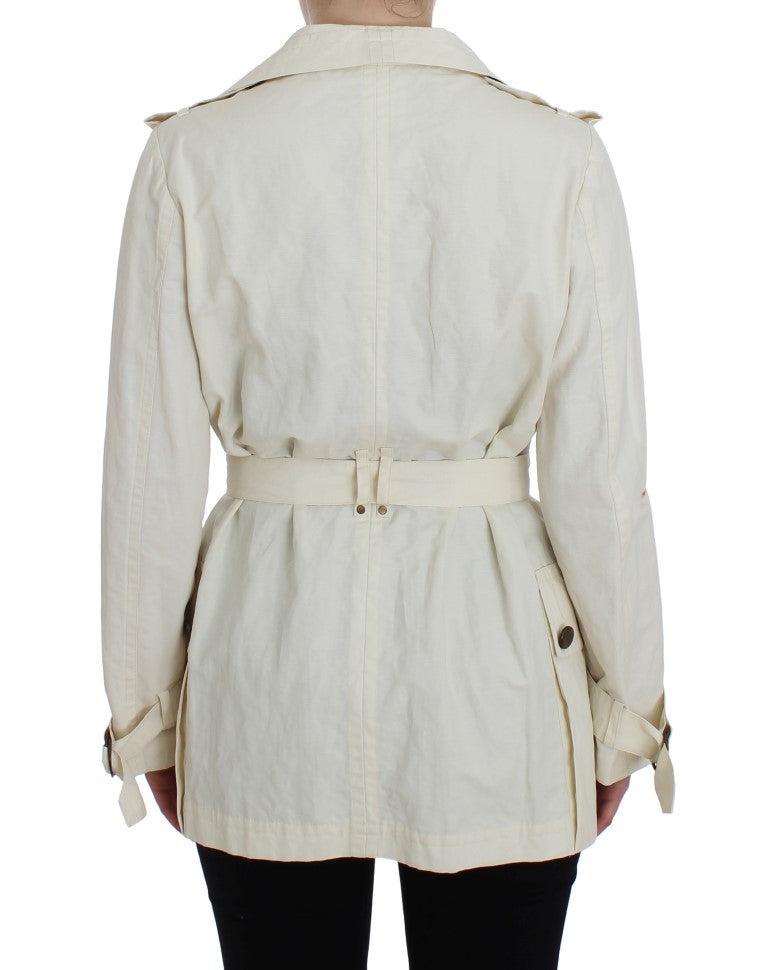 PLEIN SUD White Trench Coat Jacket | Regal Royce