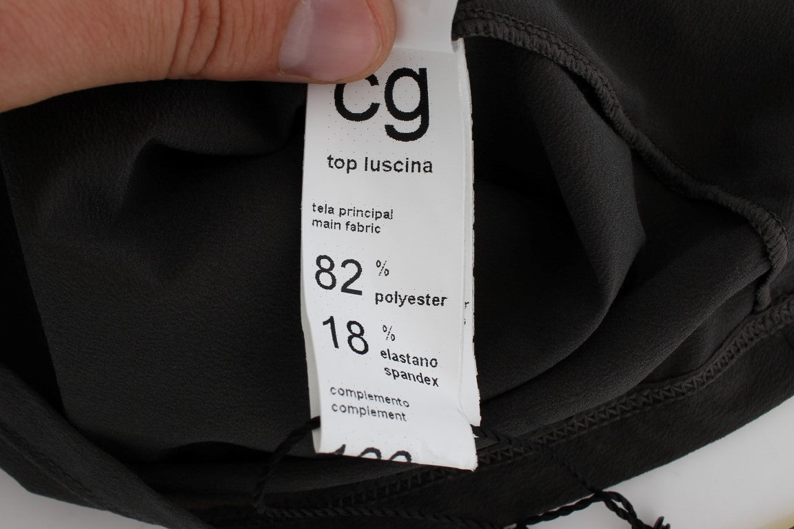 CORA GROPPO Gray Blue Stretch Blouse Top | Regal Royce