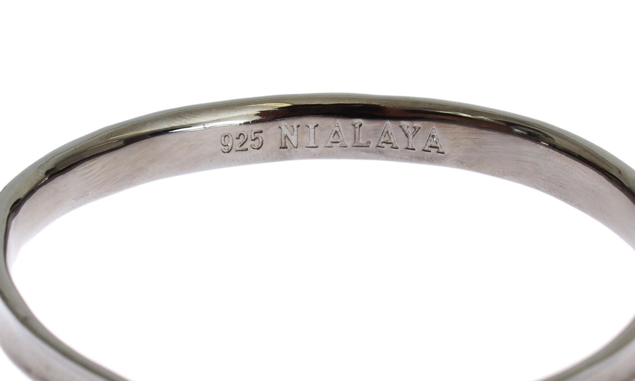 Nialaya Gray Rhodium 925 Silver Bangle Bracelet | Regal Royce