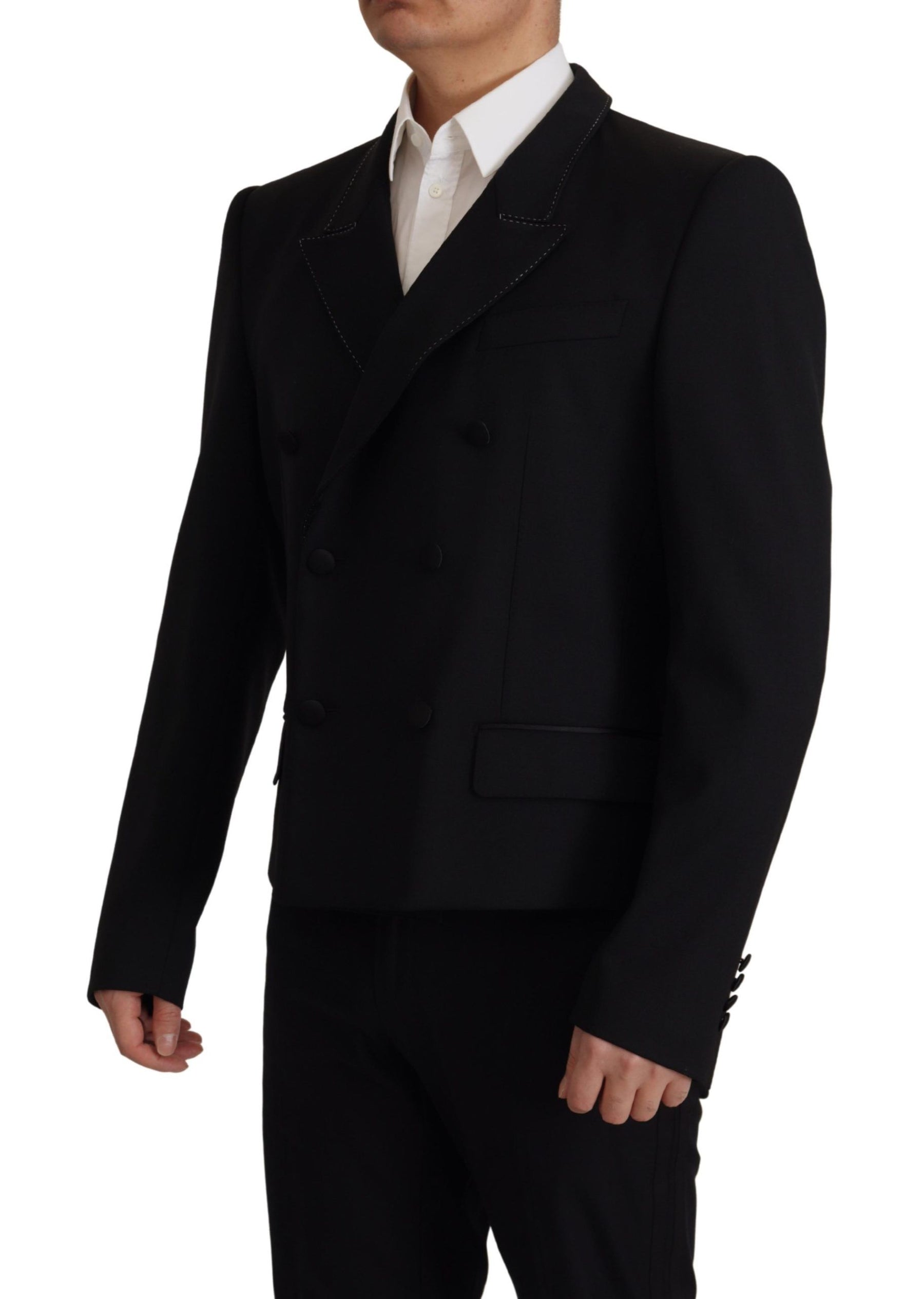 Dolce & Gabbana Black Double Breasted Coat Blazer Jacket | Regal Royce