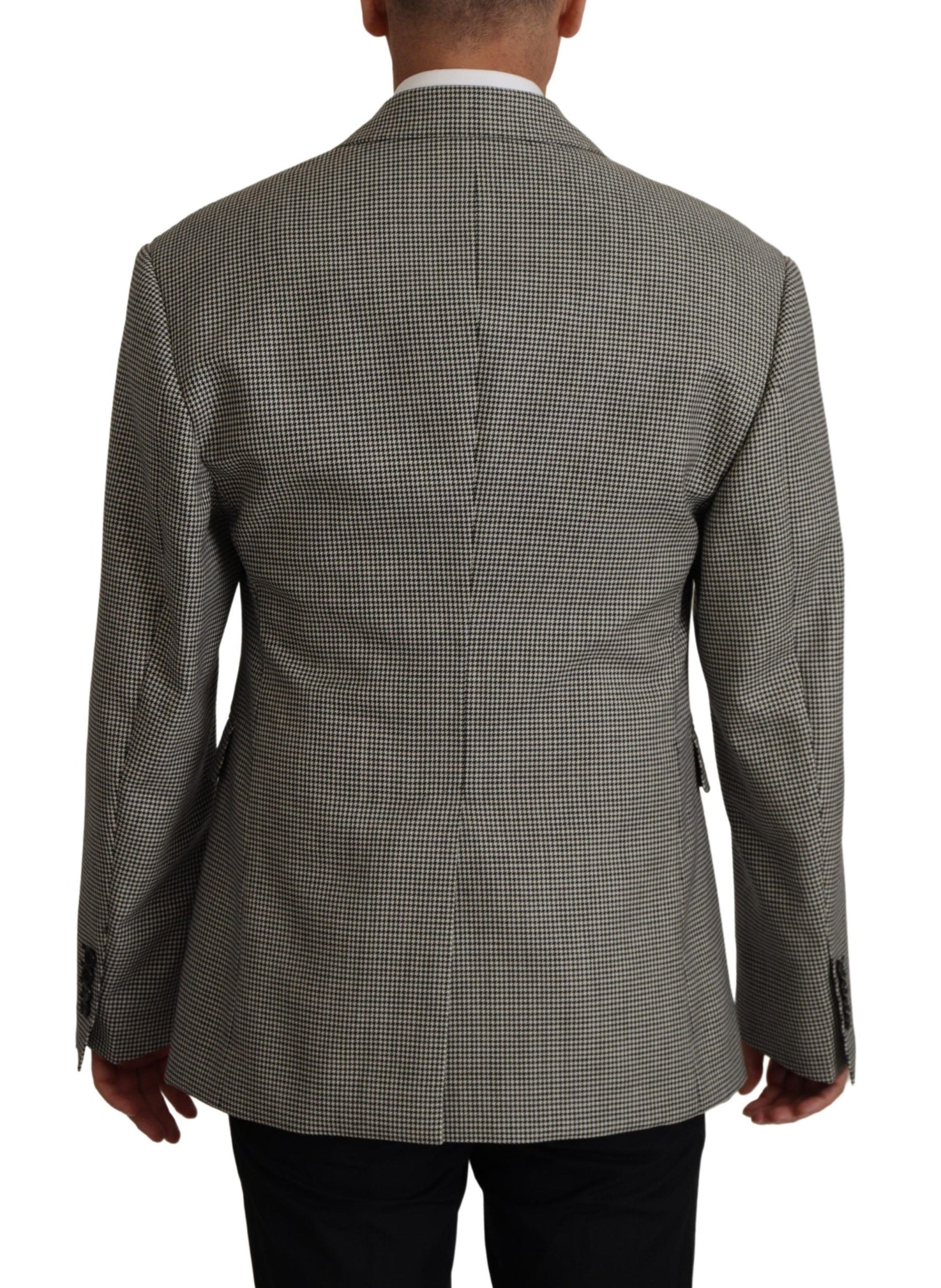 Dolce & Gabbana Gray Checkered Single Breasted Jacket Blazer | Regal Royce