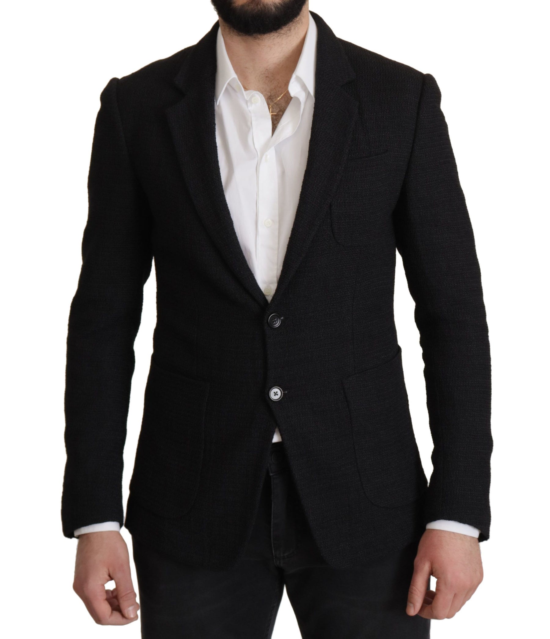 Dolce & Gabbana Black Single Breasted Coat Men Blazer | Regal Royce