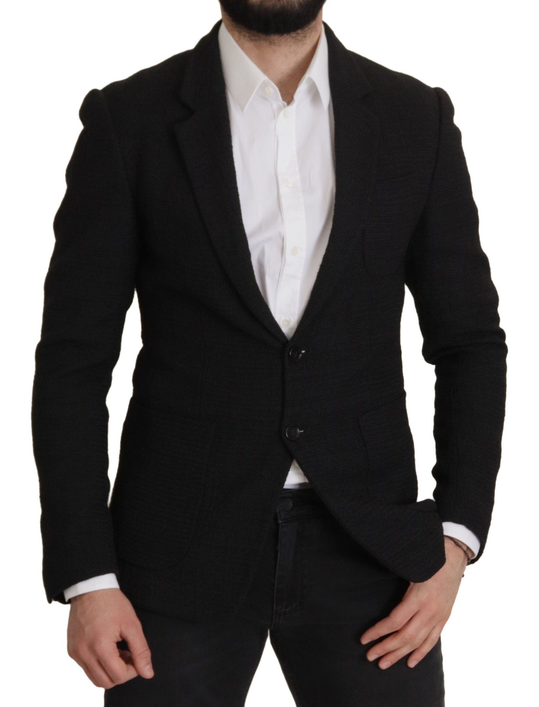 Dolce & Gabbana Black Single Breasted Coat Men Blazer | Regal Royce
