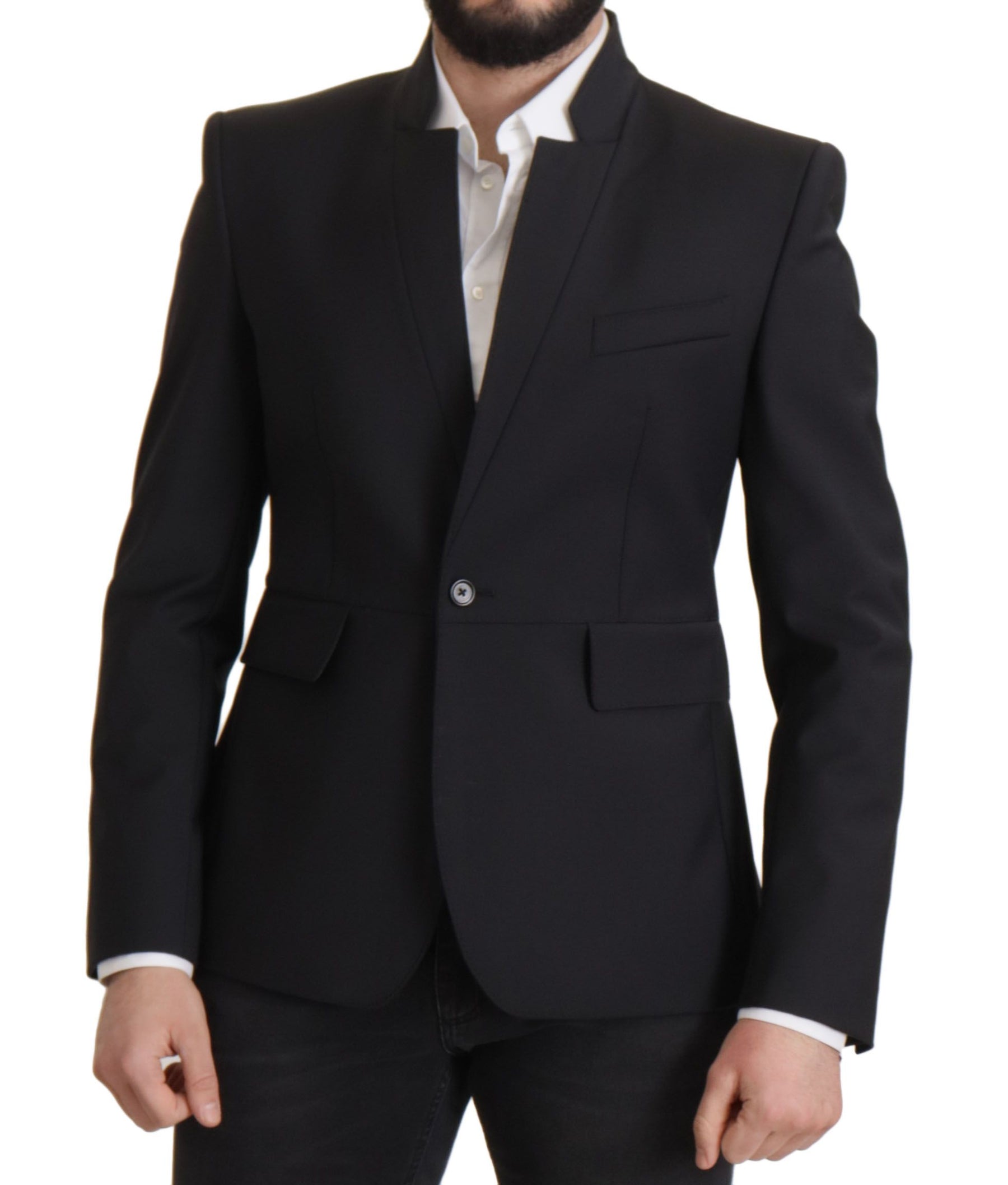 Dolce & Gabbana Black Wool Single Breasted Coat Men Blazer | Regal Royce