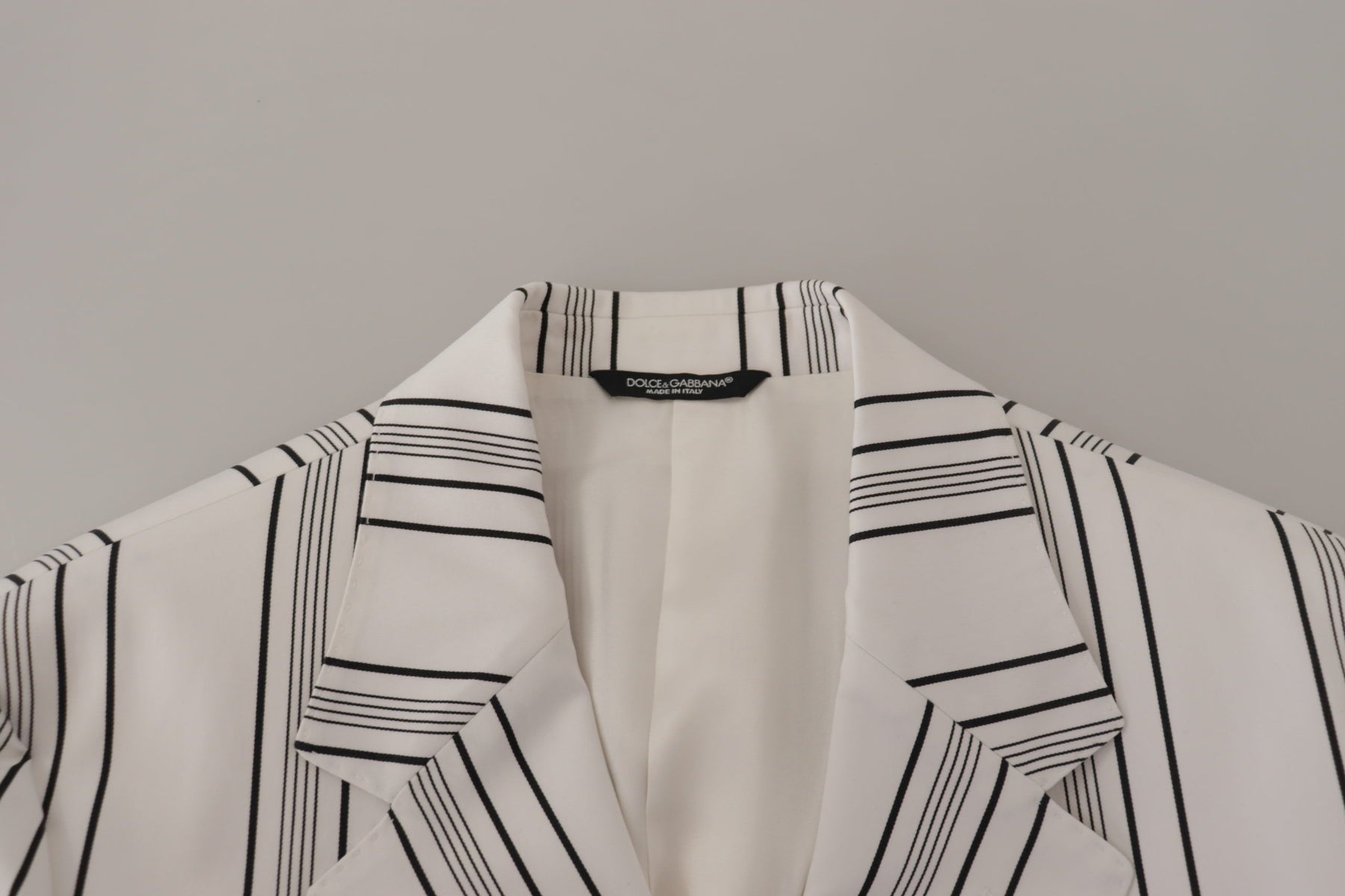 Dolce & Gabbana White Stripes Cotton Single Breasted Blazer | Regal Royce