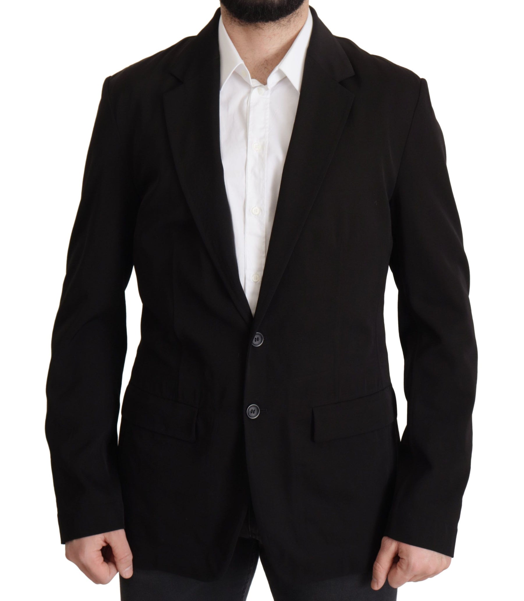 Dolce & Gabbana Black Wool Single Breasted Coat Blazer | Regal Royce