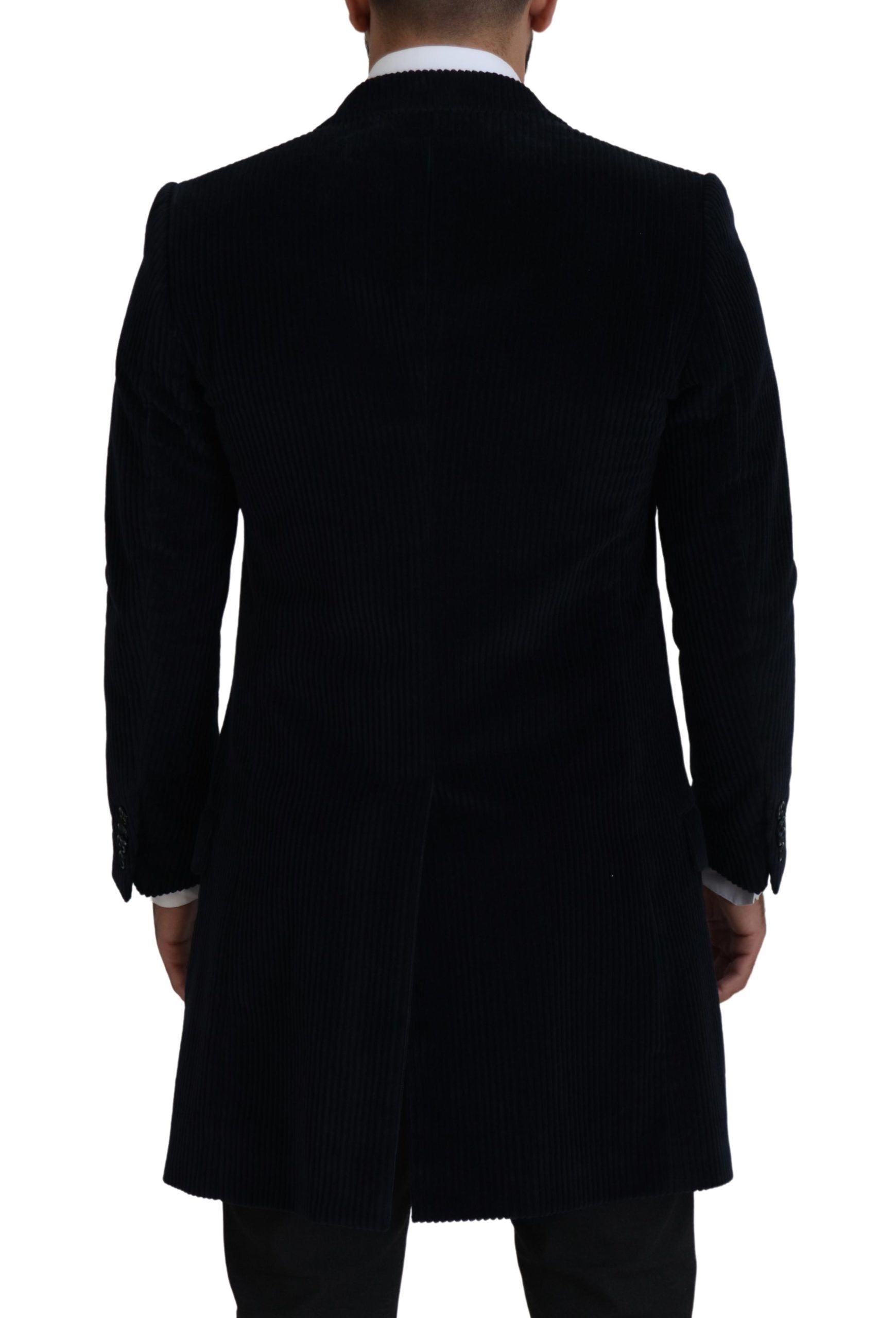 Dolce & Gabbana Black Cotton Cardigan Long Coat Men Jacket | Regal Royce