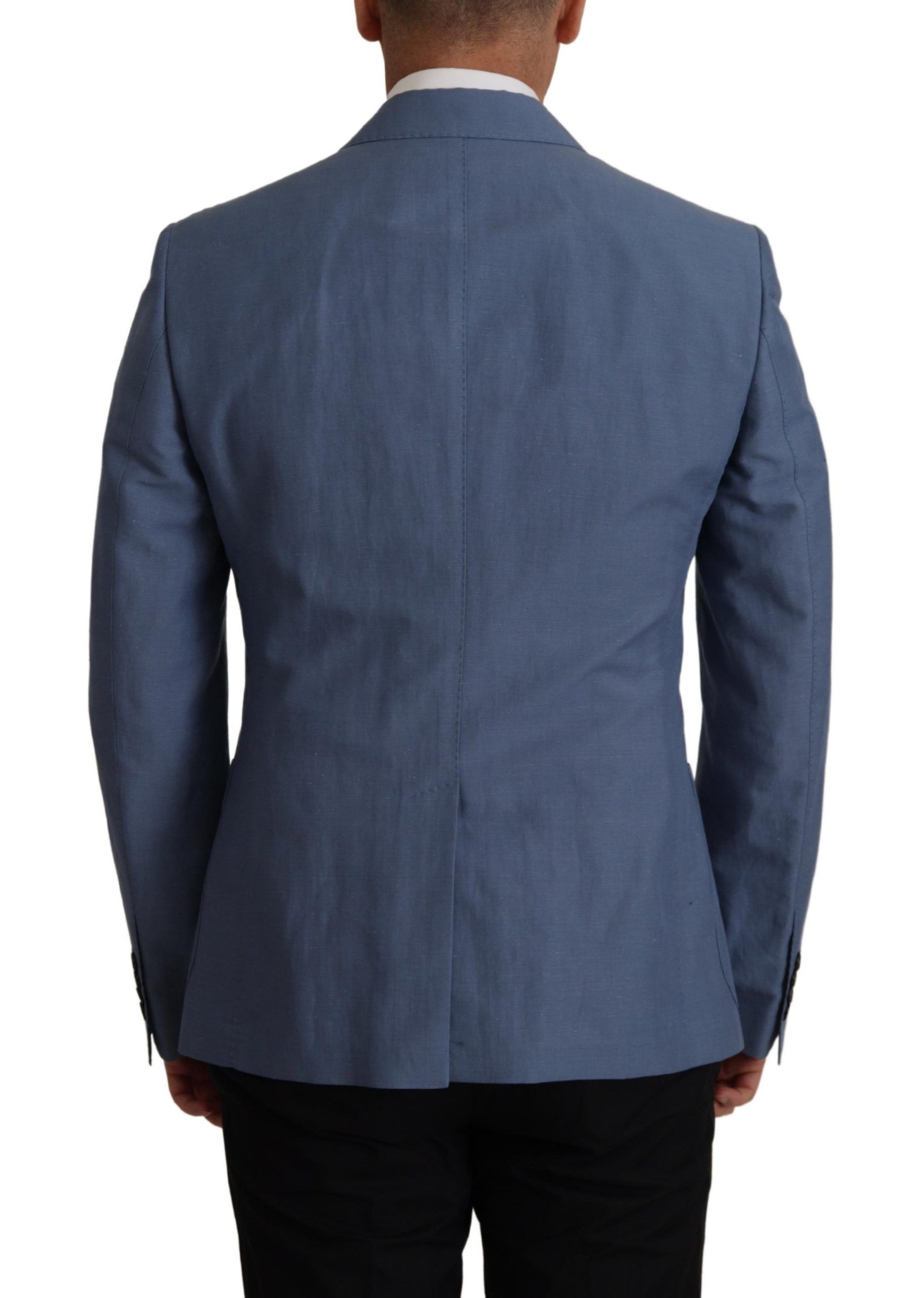 Dolce & Gabbana Blue Single Breasted Logo Blazer Jacket | Regal Royce