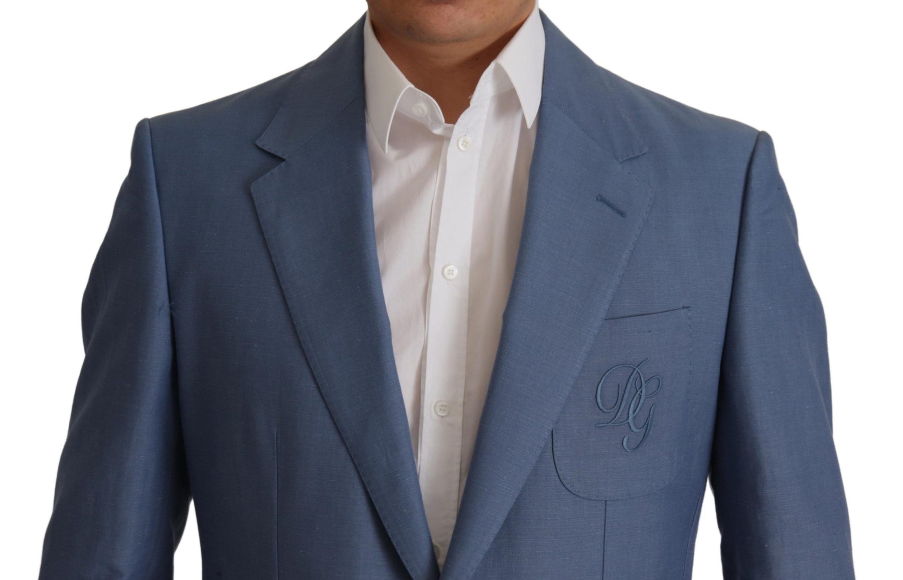 Dolce & Gabbana Blue Single Breasted Logo Blazer Jacket | Regal Royce