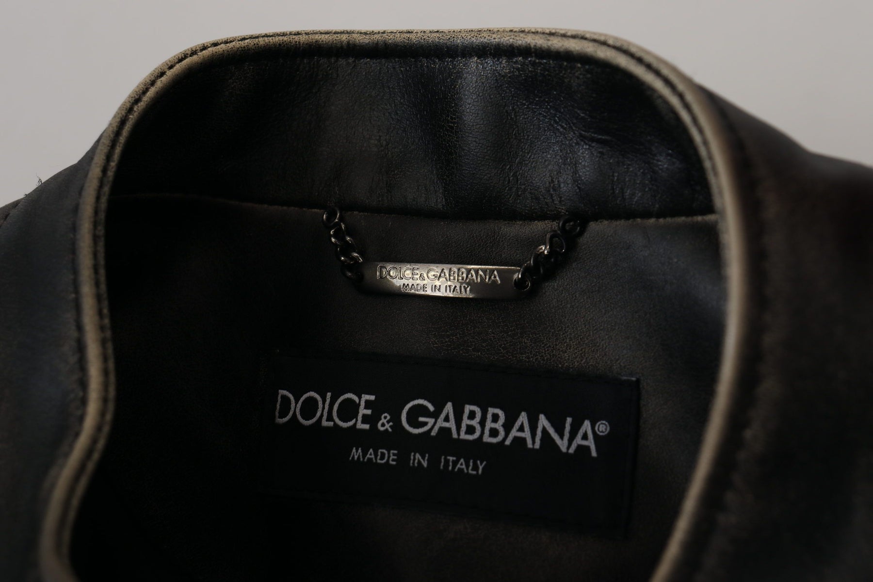 Dolce & Gabbana Black Leather Zipper Biker Coat Jacket | Regal Royce