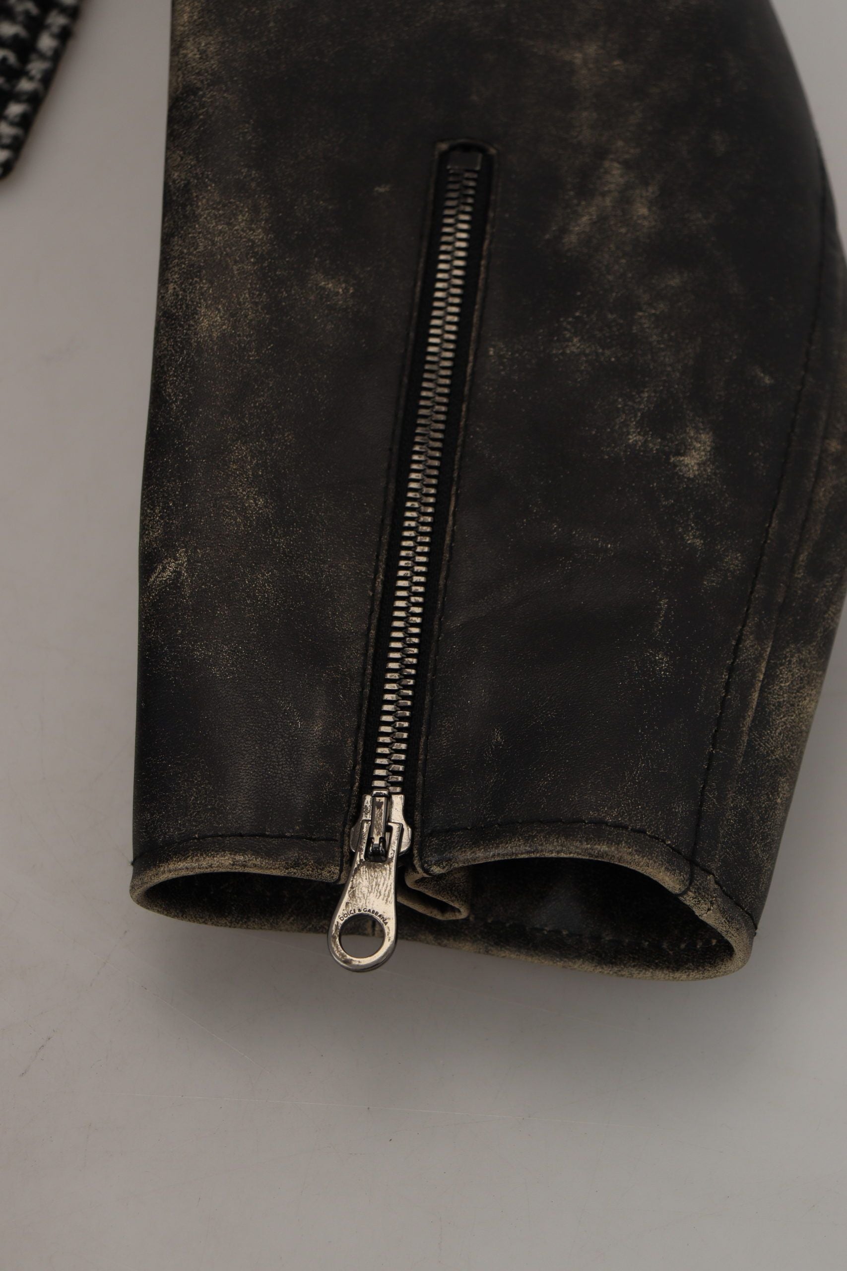 Dolce & Gabbana Black Houndstooth Polyester Bomber Jacket | Regal Royce