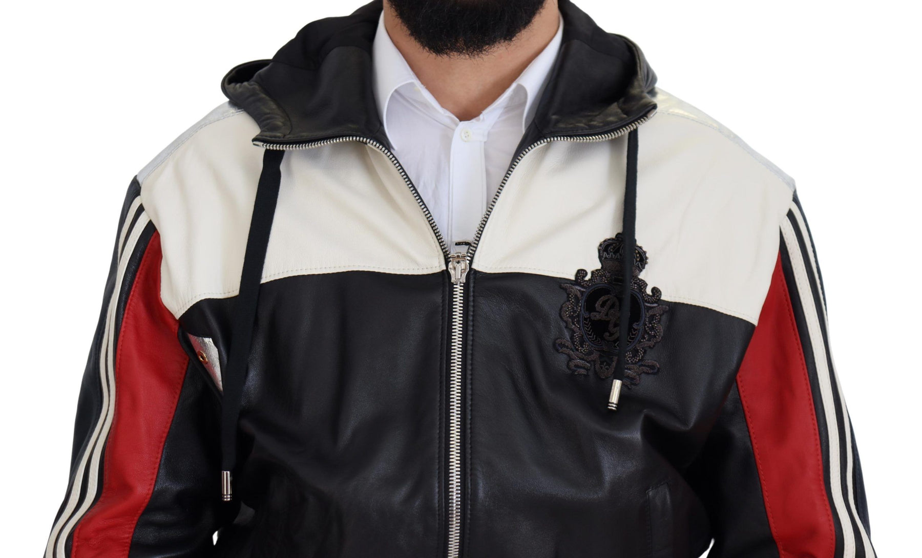 Dolce & Gabbana Black Leather Hooded Blouson Coat Jacket | Regal Royce