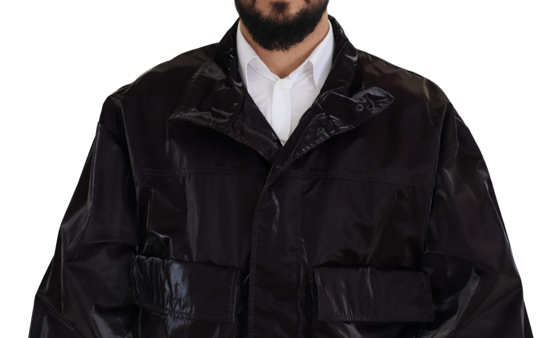 Dolce & Gabbana Bordeaux Nylon Collared Men Coat Jacket | Regal Royce