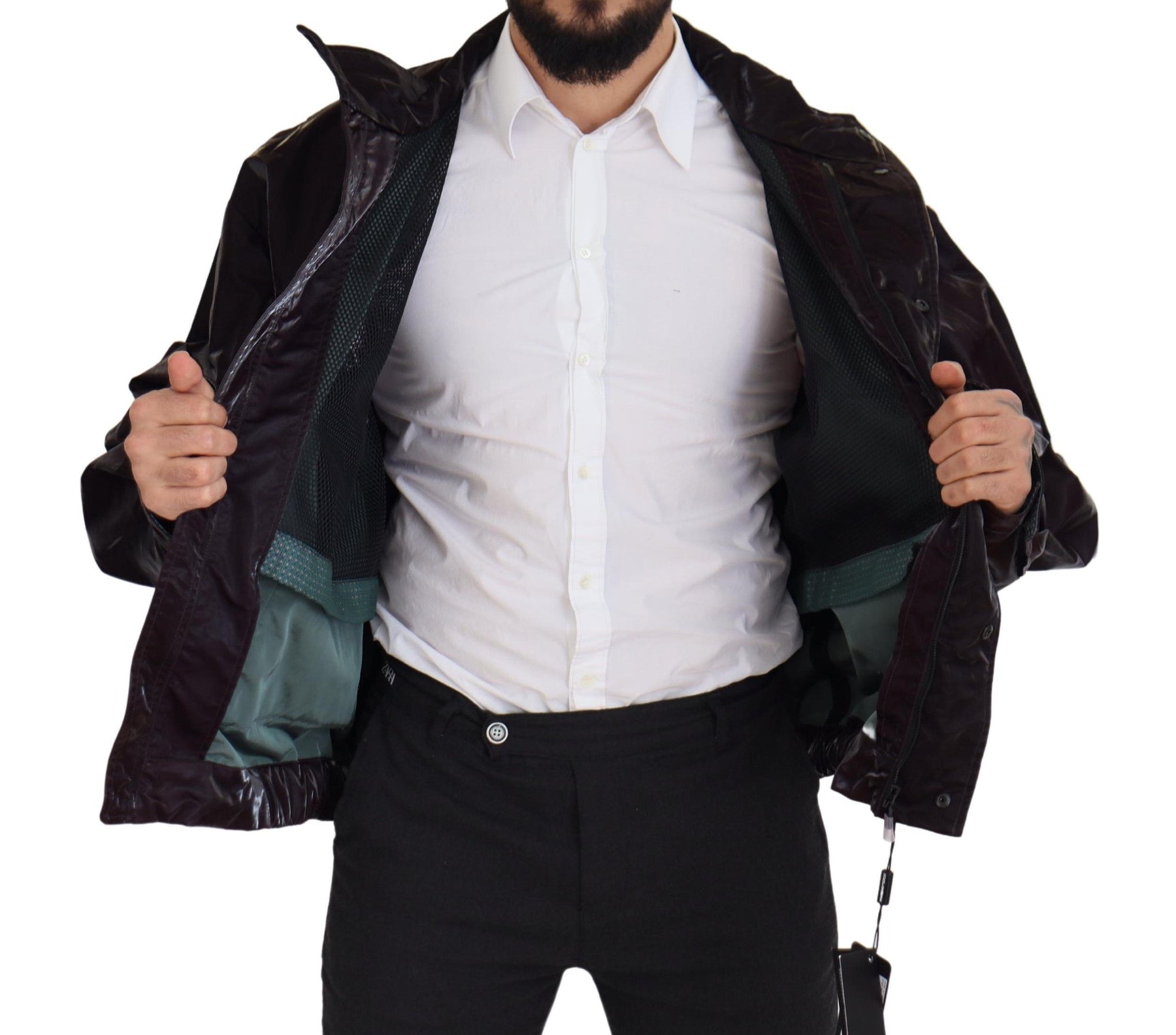 Dolce & Gabbana Bordeaux Nylon Collared Men Coat Jacket | Regal Royce
