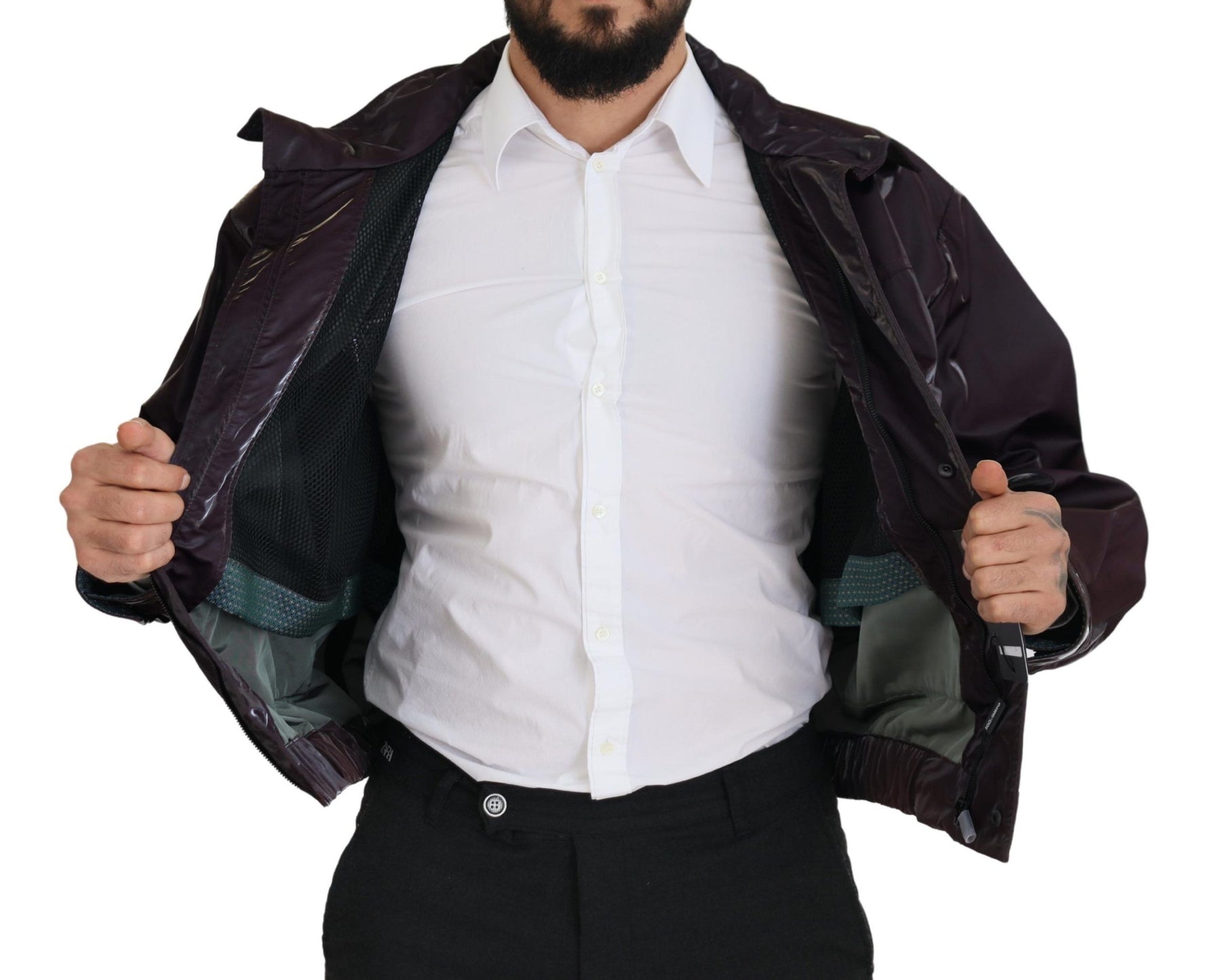 Dolce & Gabbana Purple Nylon Collared Biker Coat Jacket | Regal Royce
