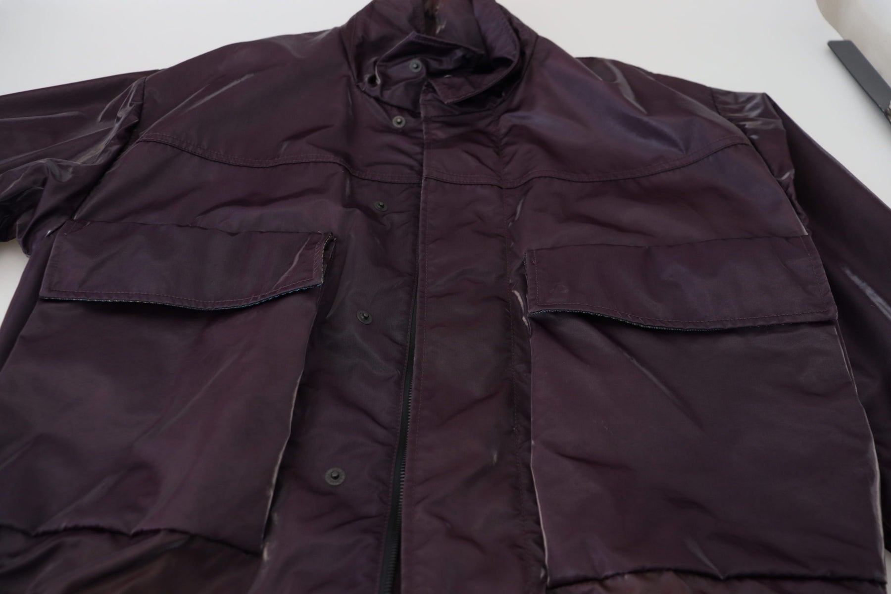 Dolce & Gabbana Purple Nylon Collared Biker Coat Jacket | Regal Royce