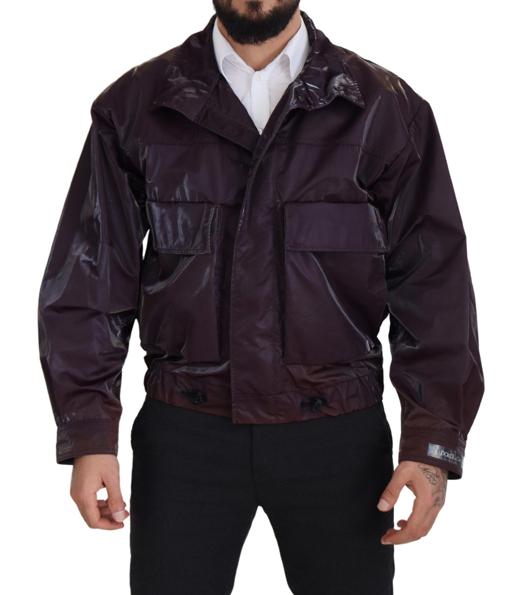 Dolce & Gabbana Purple Nylon Collared Biker Coat Jacket | Regal Royce