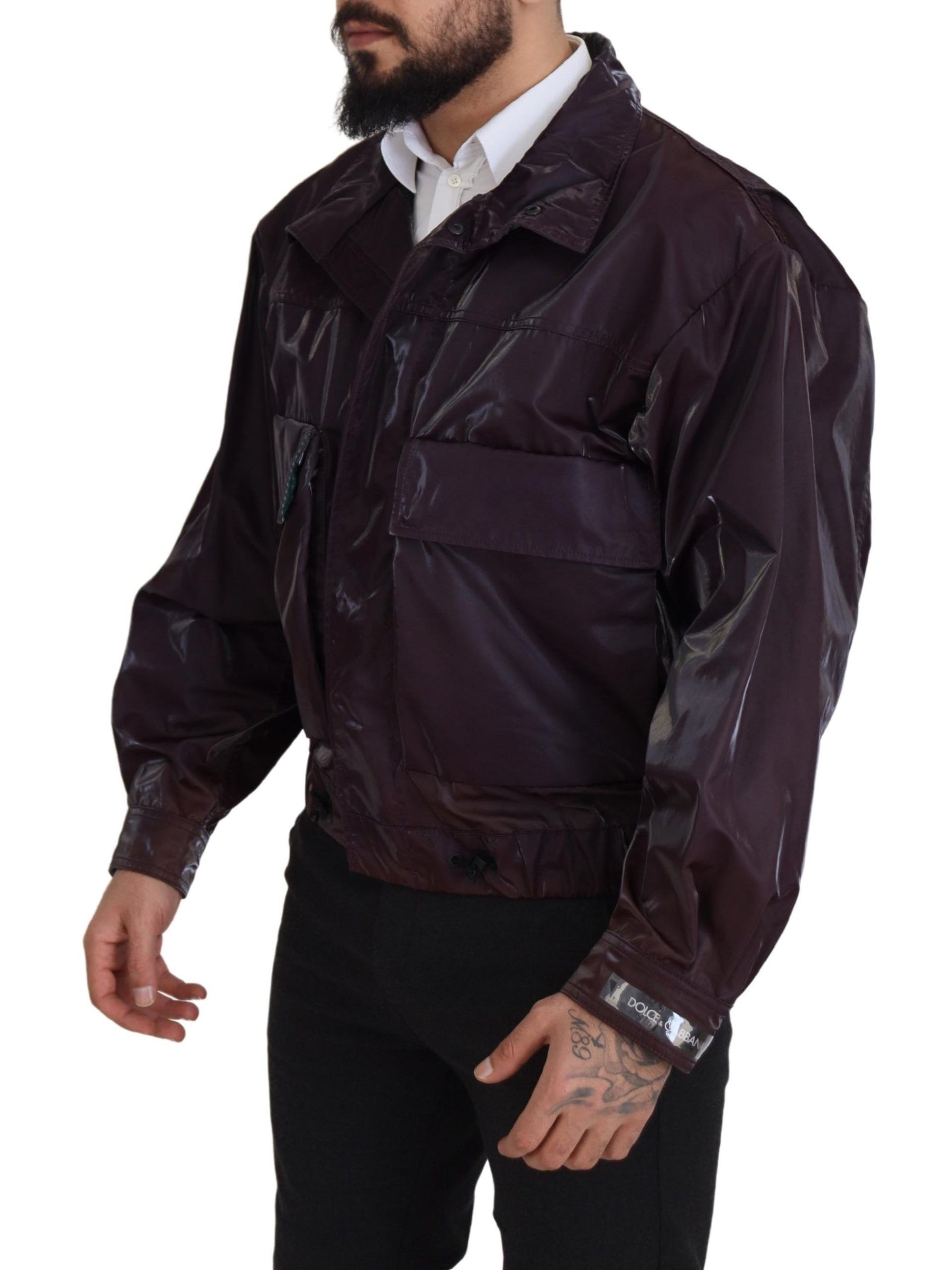 Dolce & Gabbana Purple Nylon Collared Biker Coat Jacket | Regal Royce