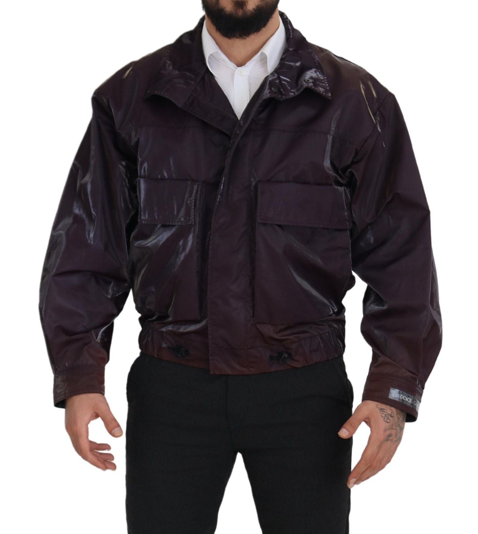 Dolce & Gabbana Purple Nylon Collared Biker Coat Jacket | Regal Royce