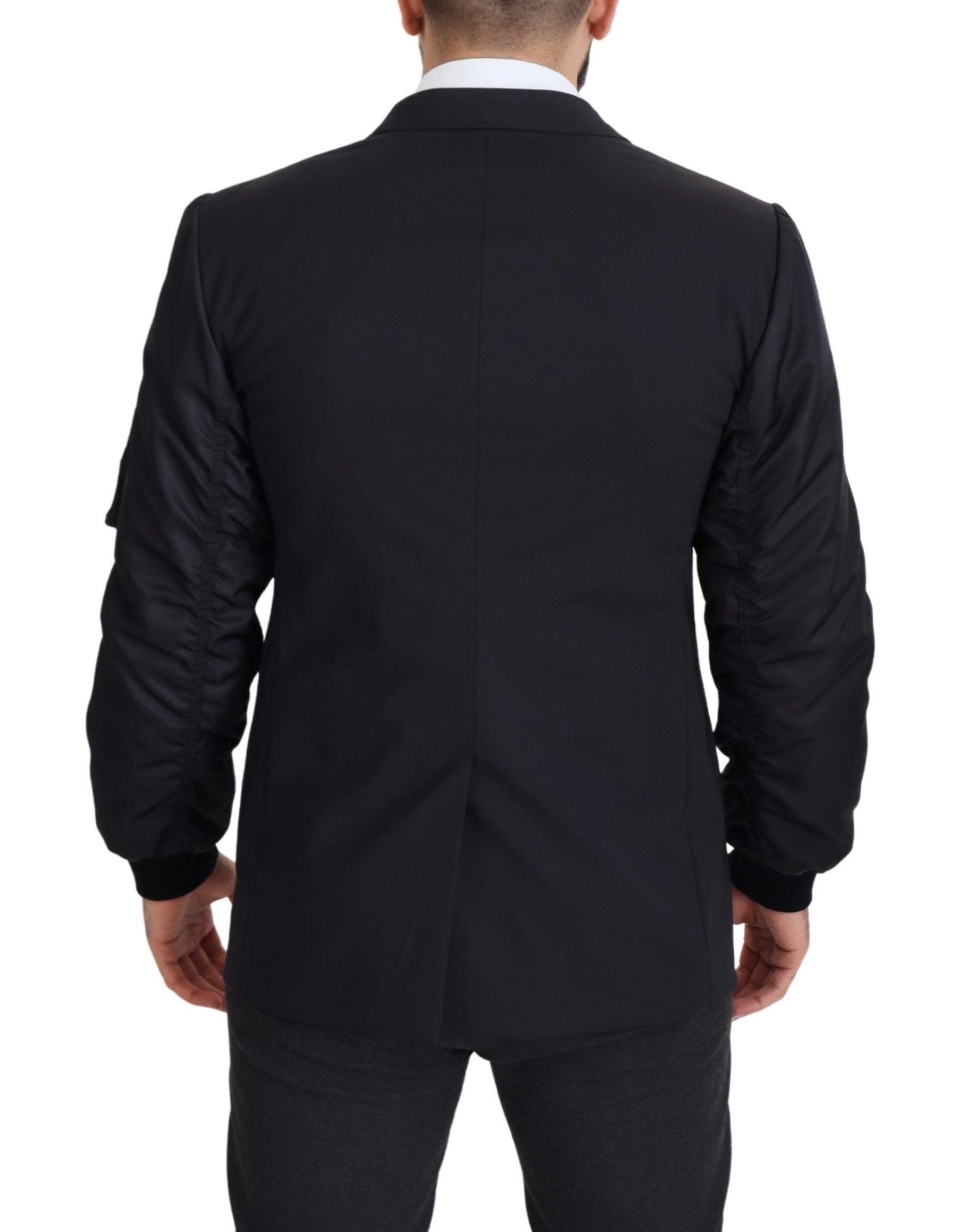 Dolce & Gabbana Black Wool Full Zip Long Sleeves Jacket | Regal Royce