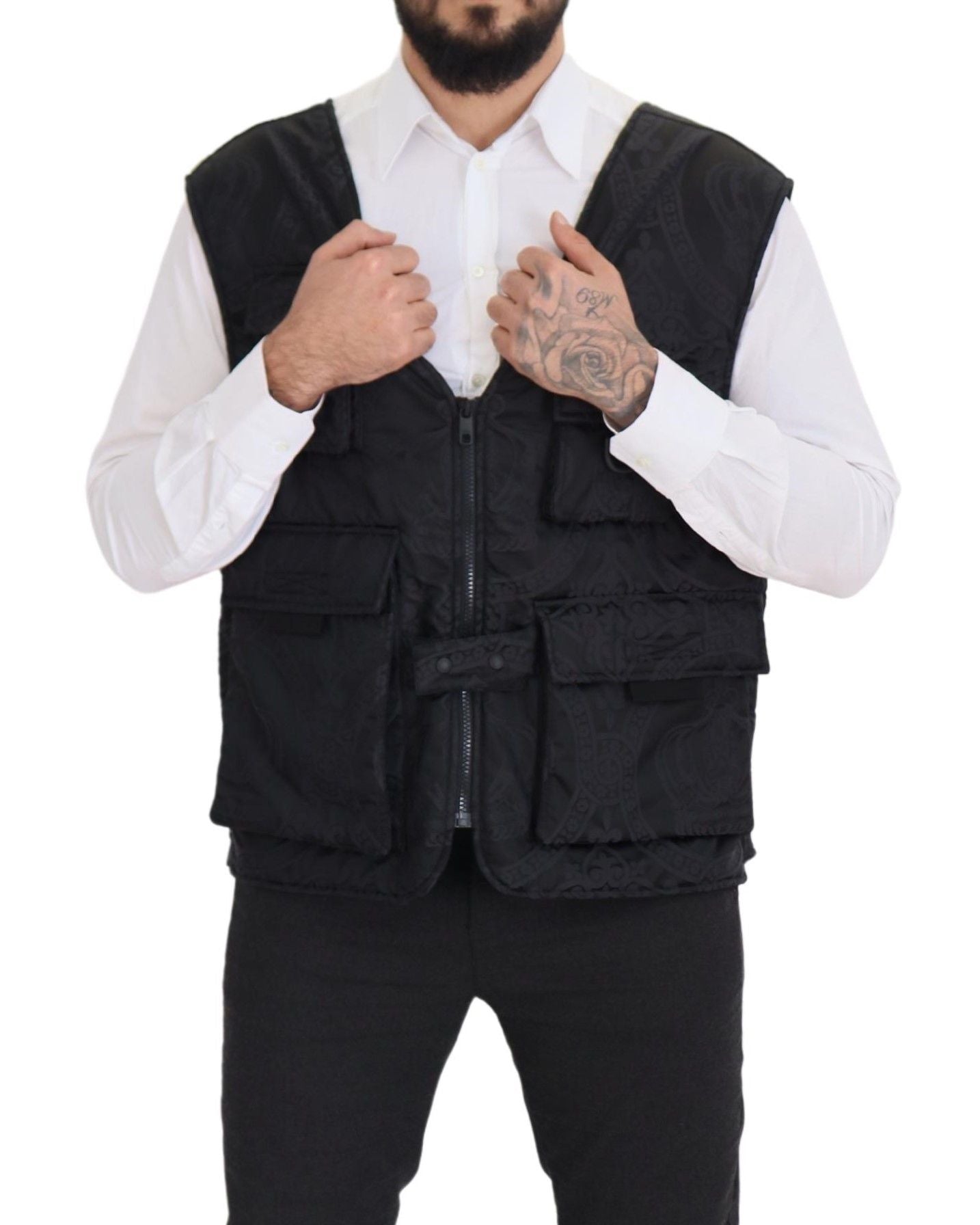 Dolce & Gabbana Black Nylon Full Zip Sleeveless Jacket | Regal Royce