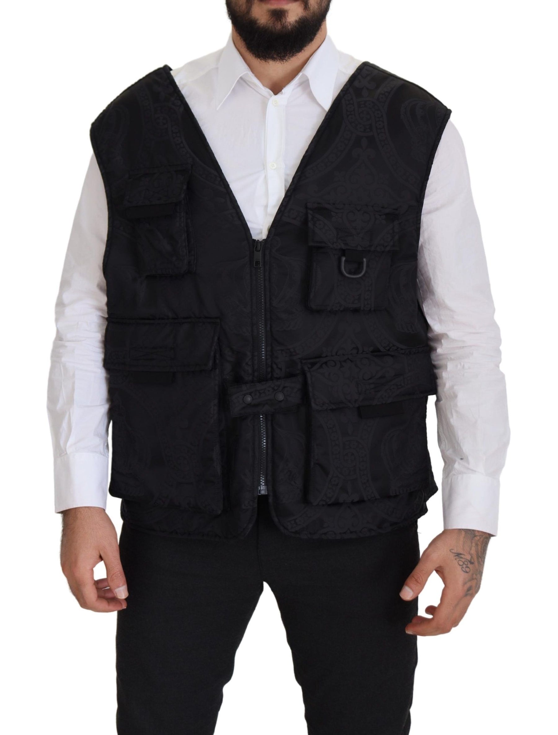 Dolce & Gabbana Black Nylon Full Zip Sleeveless Jacket | Regal Royce