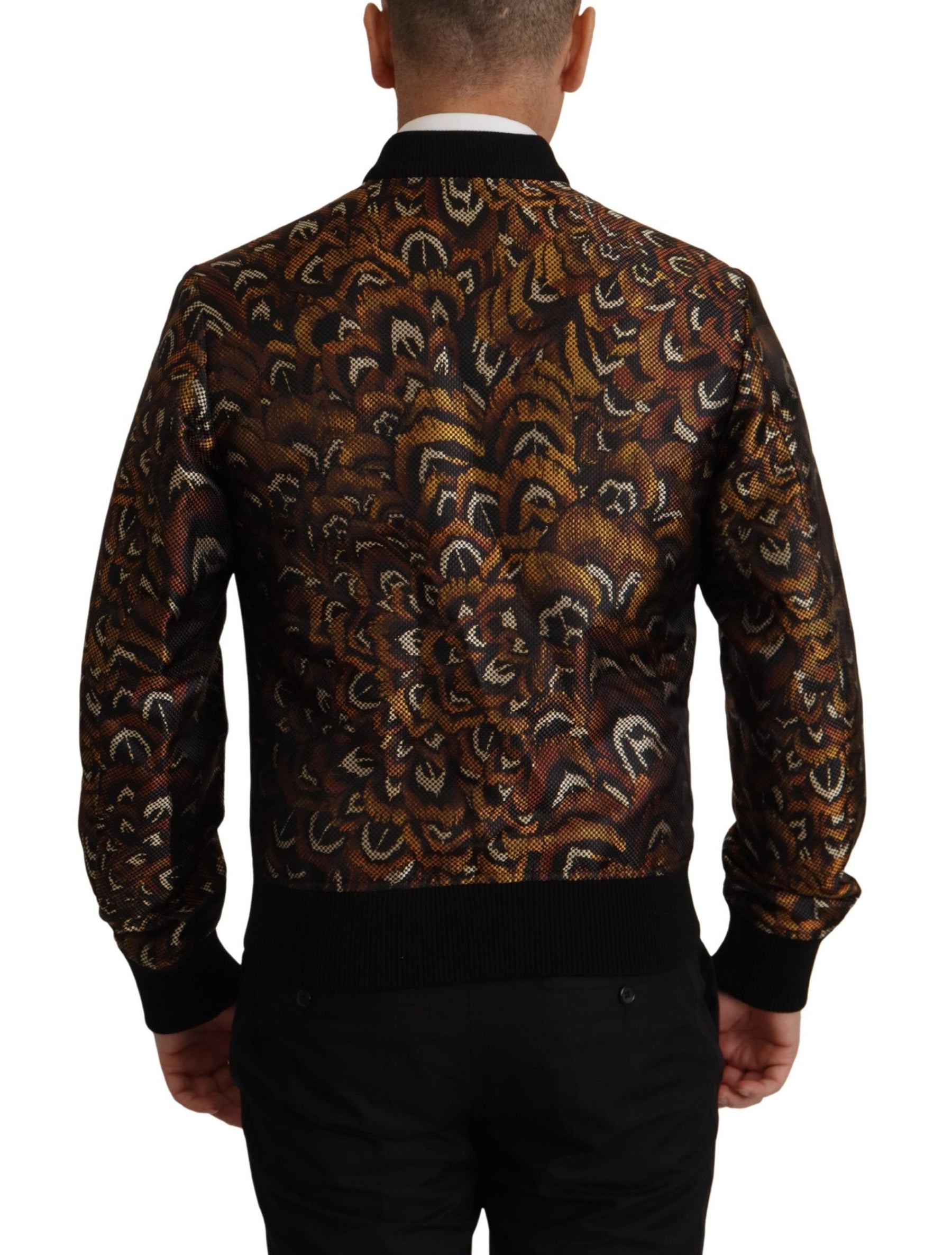 Dolce & Gabbana Brown Feather Full Zip Blouson Jacket | Regal Royce