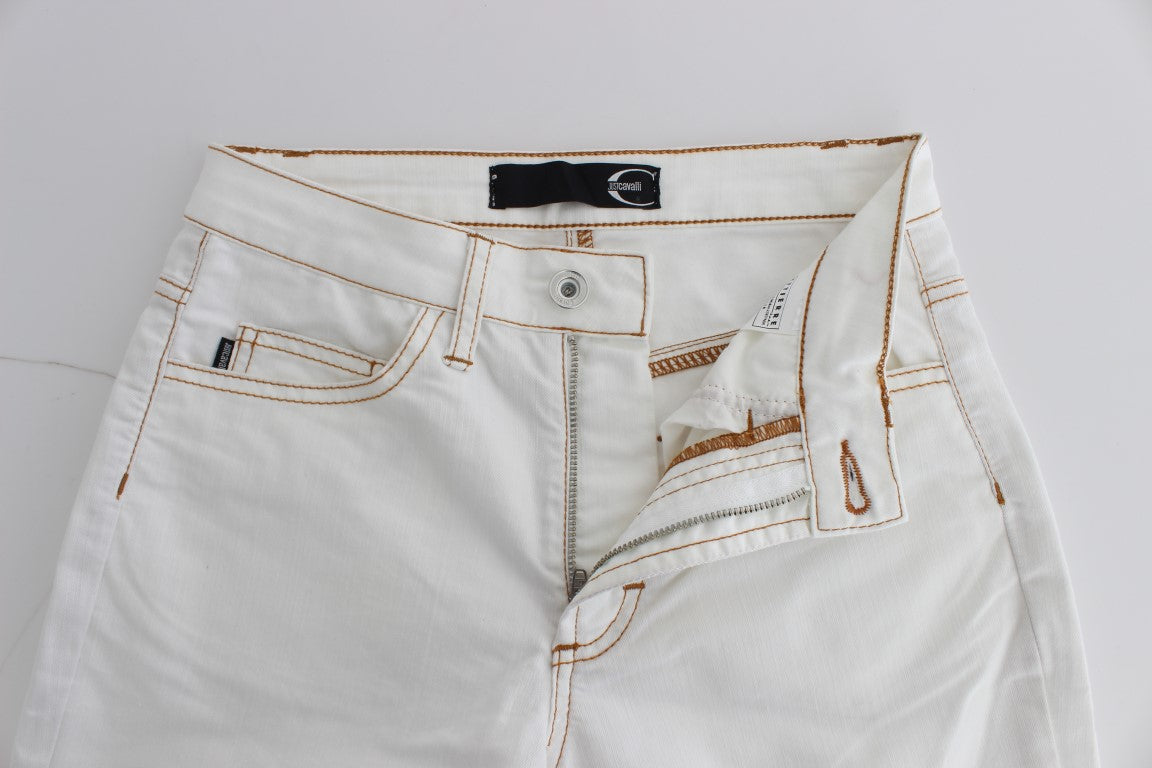 Cavalli White Cotton Blend Slim Fit Jeans | Regal Royce