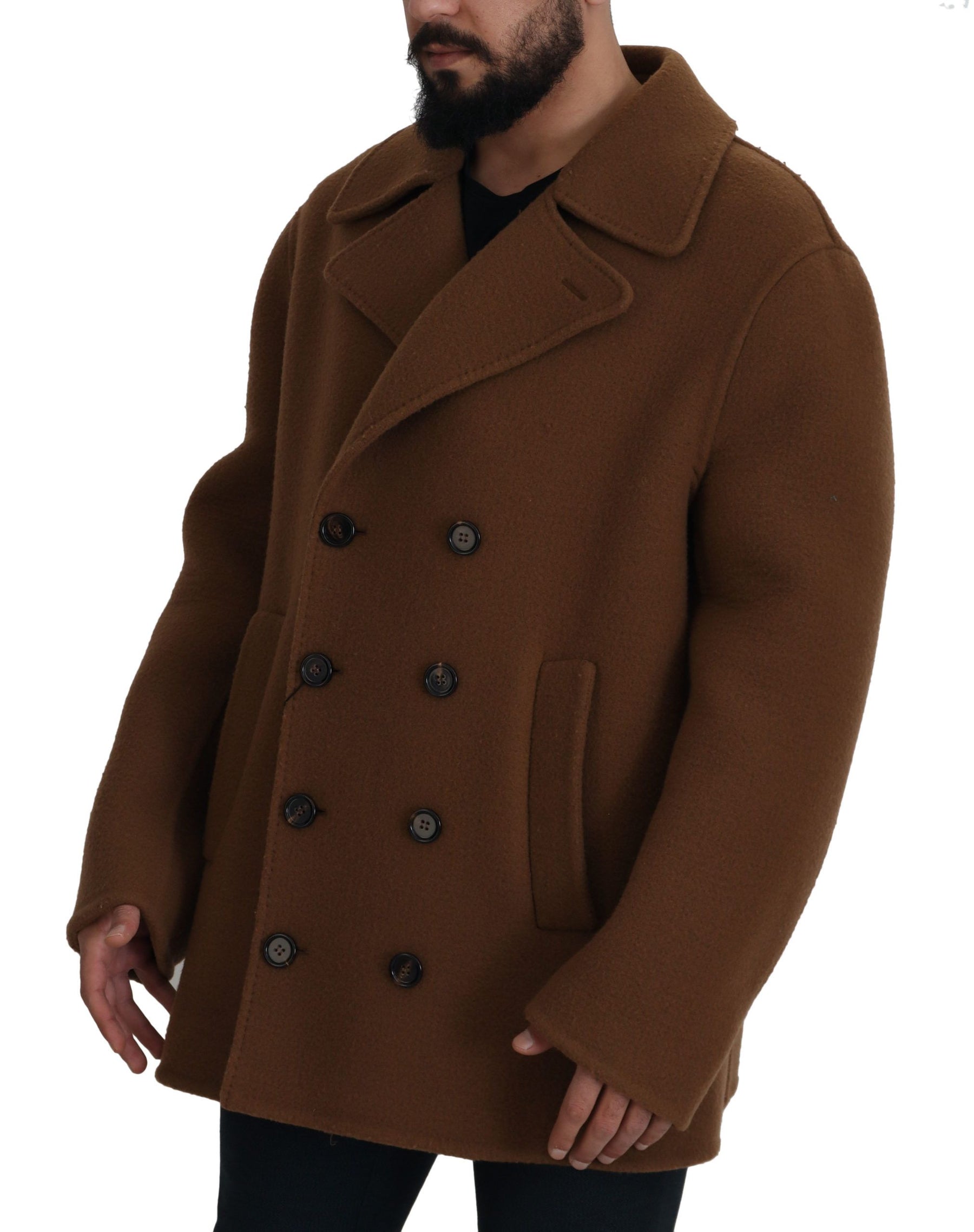 Dolce & Gabbana Brown Nylon Double Breasted Coat Jacket | Regal Royce