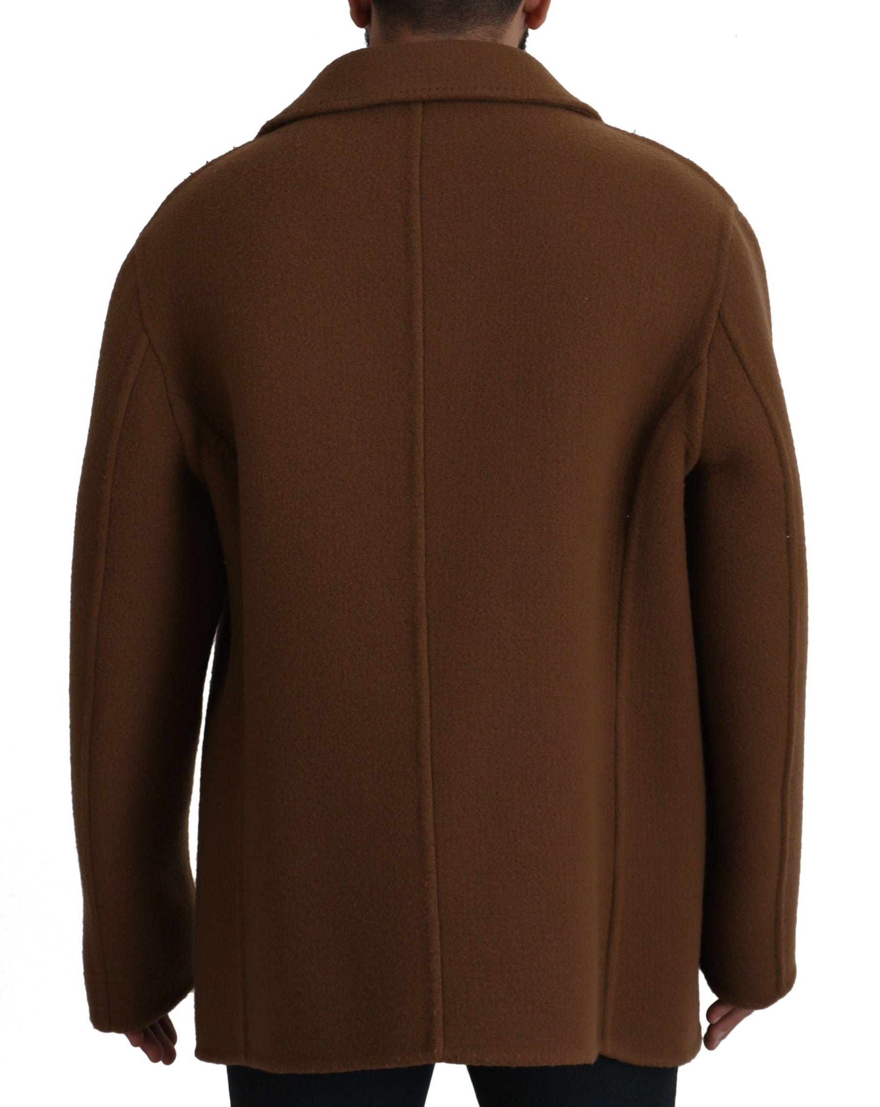 Dolce & Gabbana Brown Nylon Double Breasted Coat Jacket | Regal Royce