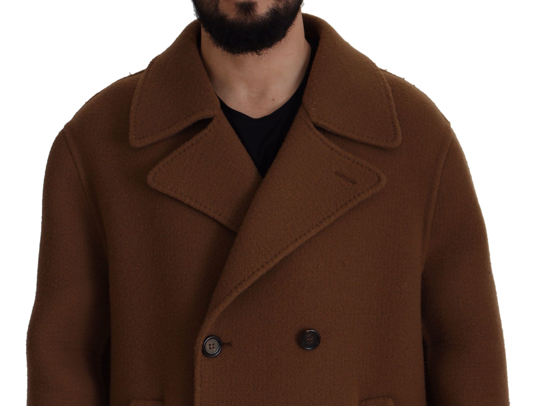 Dolce & Gabbana Brown Nylon Double Breasted Coat Jacket | Regal Royce