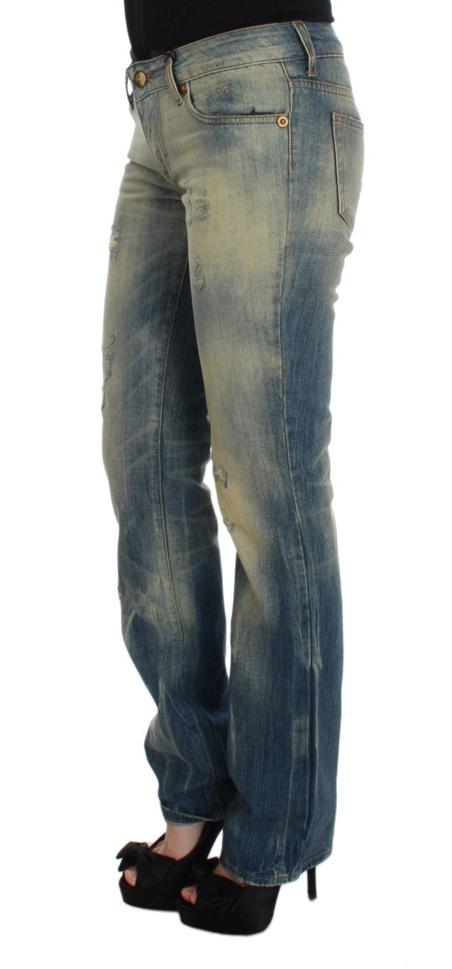 Cavalli Blue Wash Cotton Slim Fit Bootcut Jeans | Regal Royce
