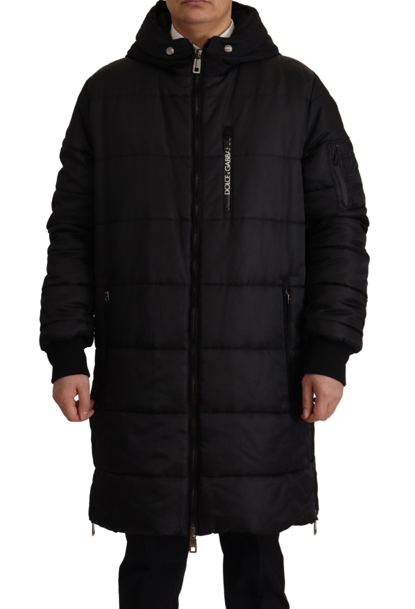 Dolce & Gabbana Black Nylon Hooded Parka Coat Winter Jacket | Regal Royce