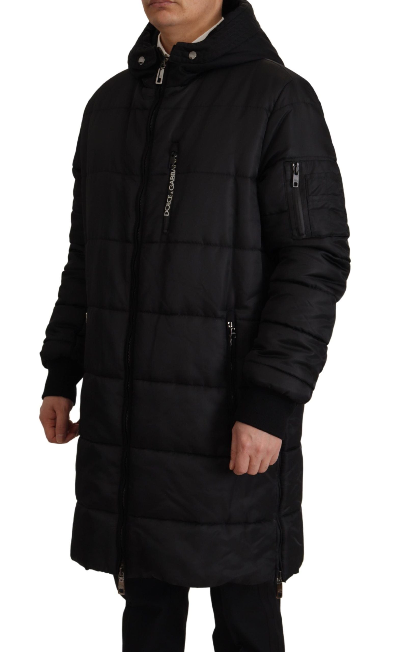 Dolce & Gabbana Black Nylon Hooded Parka Coat Winter Jacket | Regal Royce