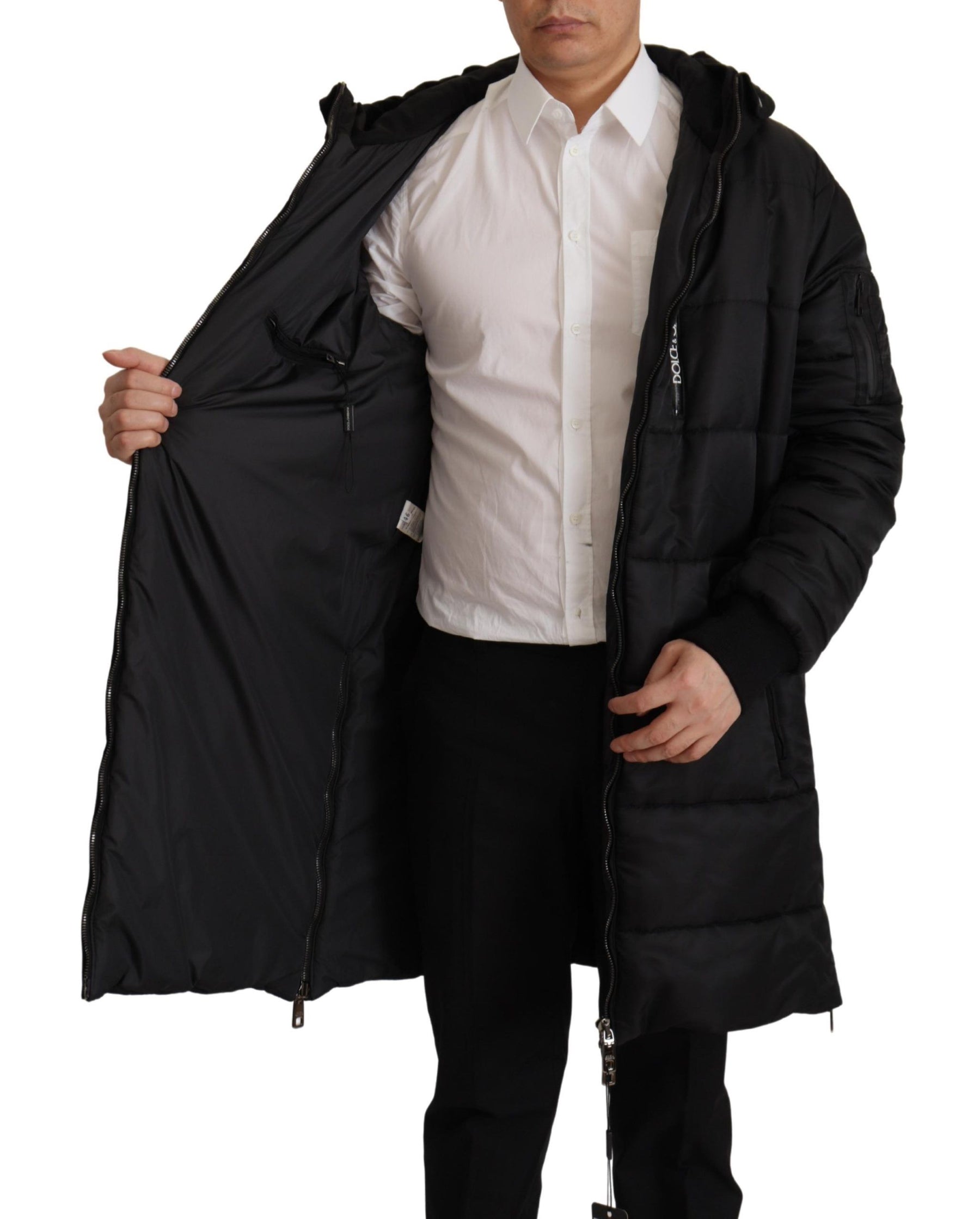 Dolce & Gabbana Black Nylon Hooded Parka Coat Winter Jacket | Regal Royce