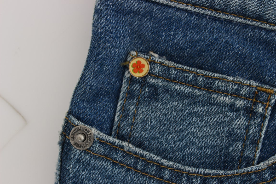 Costume National Blue Cotton Slim Fit Cropped Jeans | Regal Royce