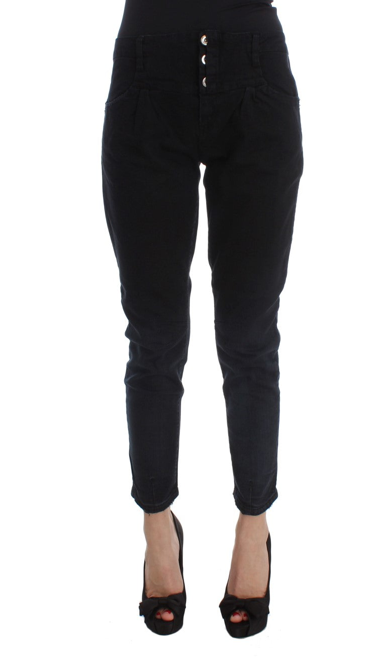 Costume National Black Cotton Slim Fit Cropped Jeans | Regal Royce