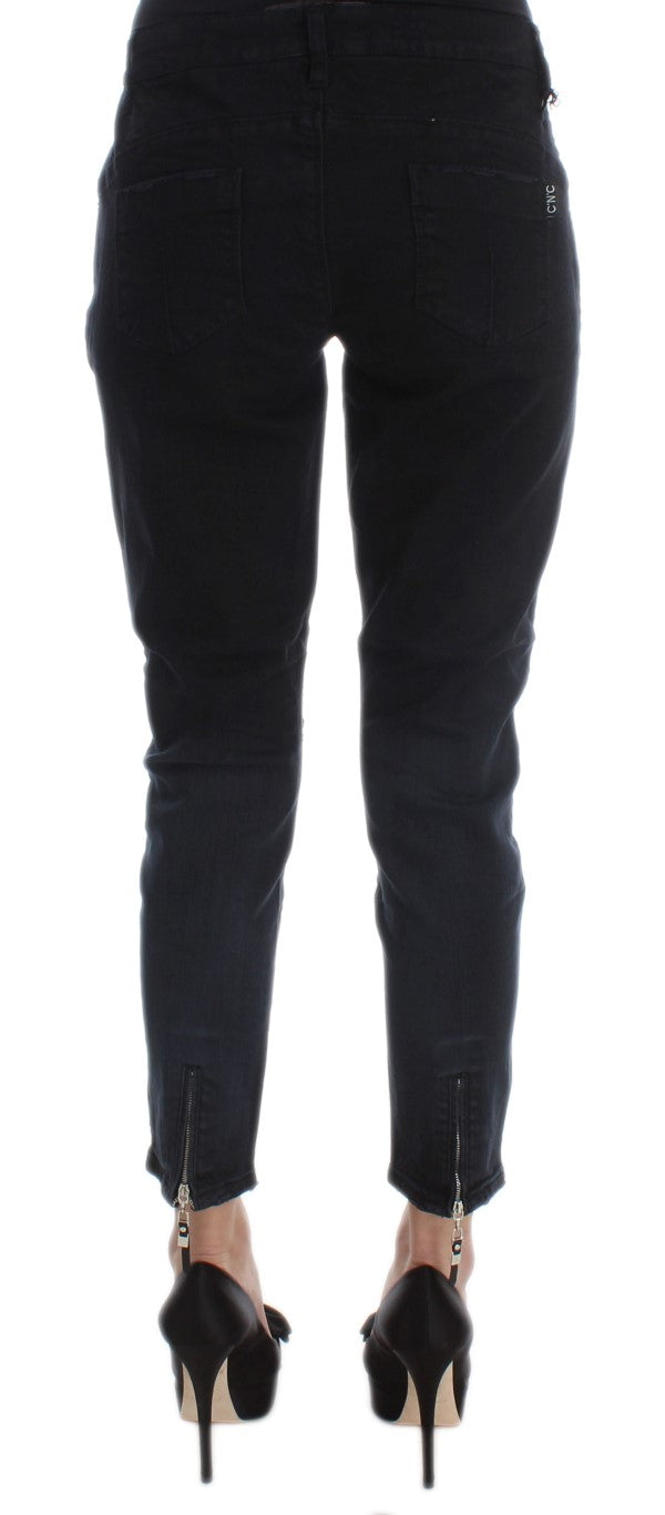 Costume National Black Cotton Slim Fit Cropped Jeans | Regal Royce