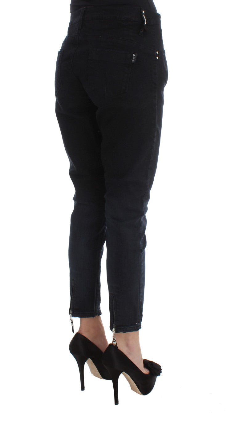 Costume National Black Cotton Slim Fit Cropped Jeans | Regal Royce