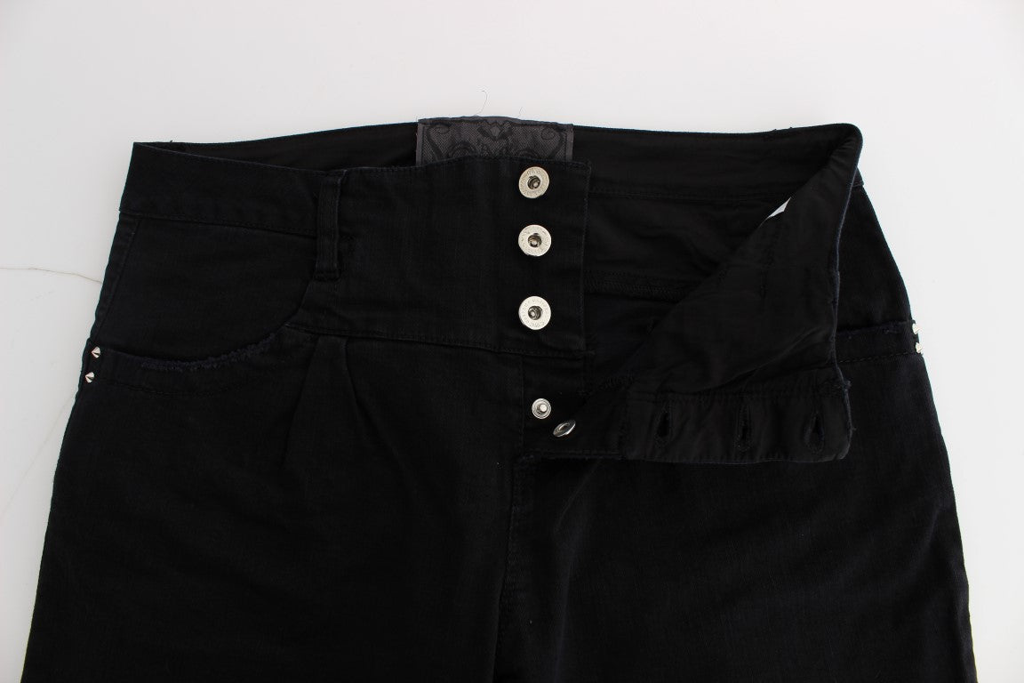 Costume National Black Cotton Slim Fit Cropped Jeans | Regal Royce
