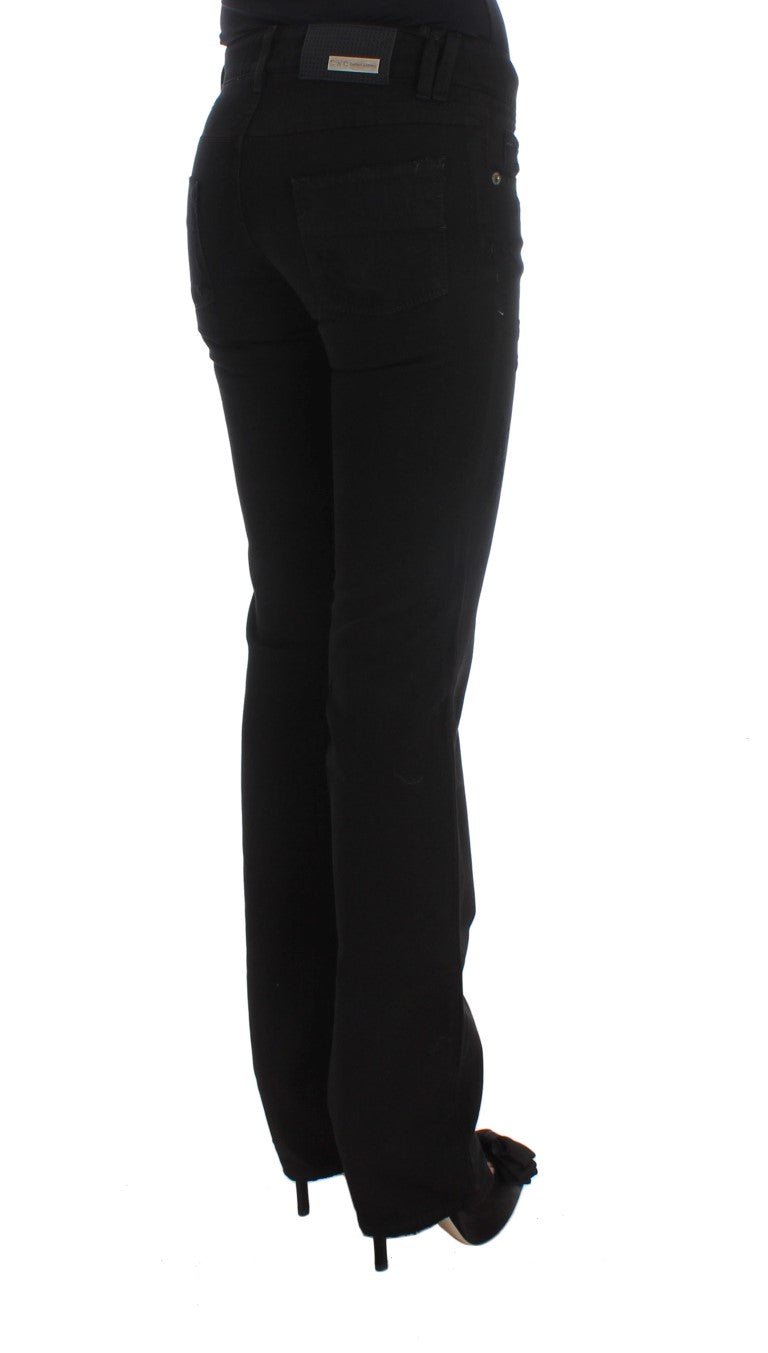 Costume National Black Cotton Slim Fit Bootcut Jeans | Regal Royce