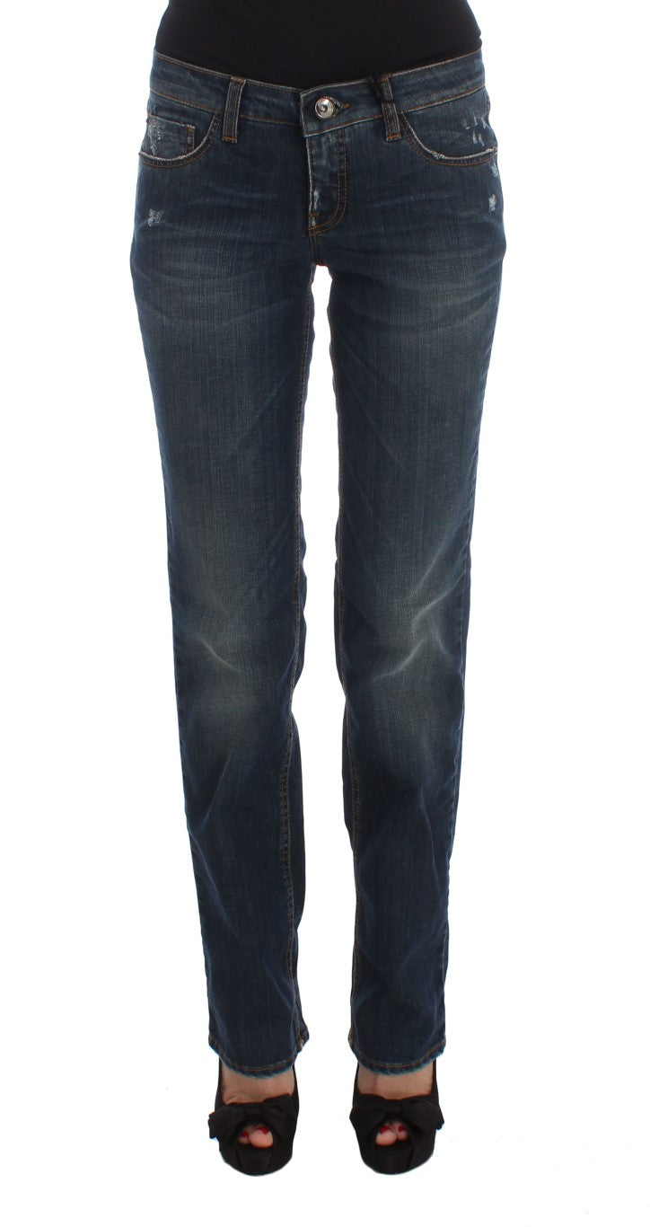 Costume National Blue Cotton Blend Bootcut Jeans | Regal Royce
