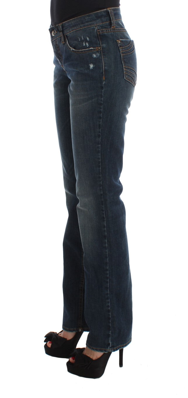 Costume National Blue Cotton Blend Bootcut Jeans | Regal Royce