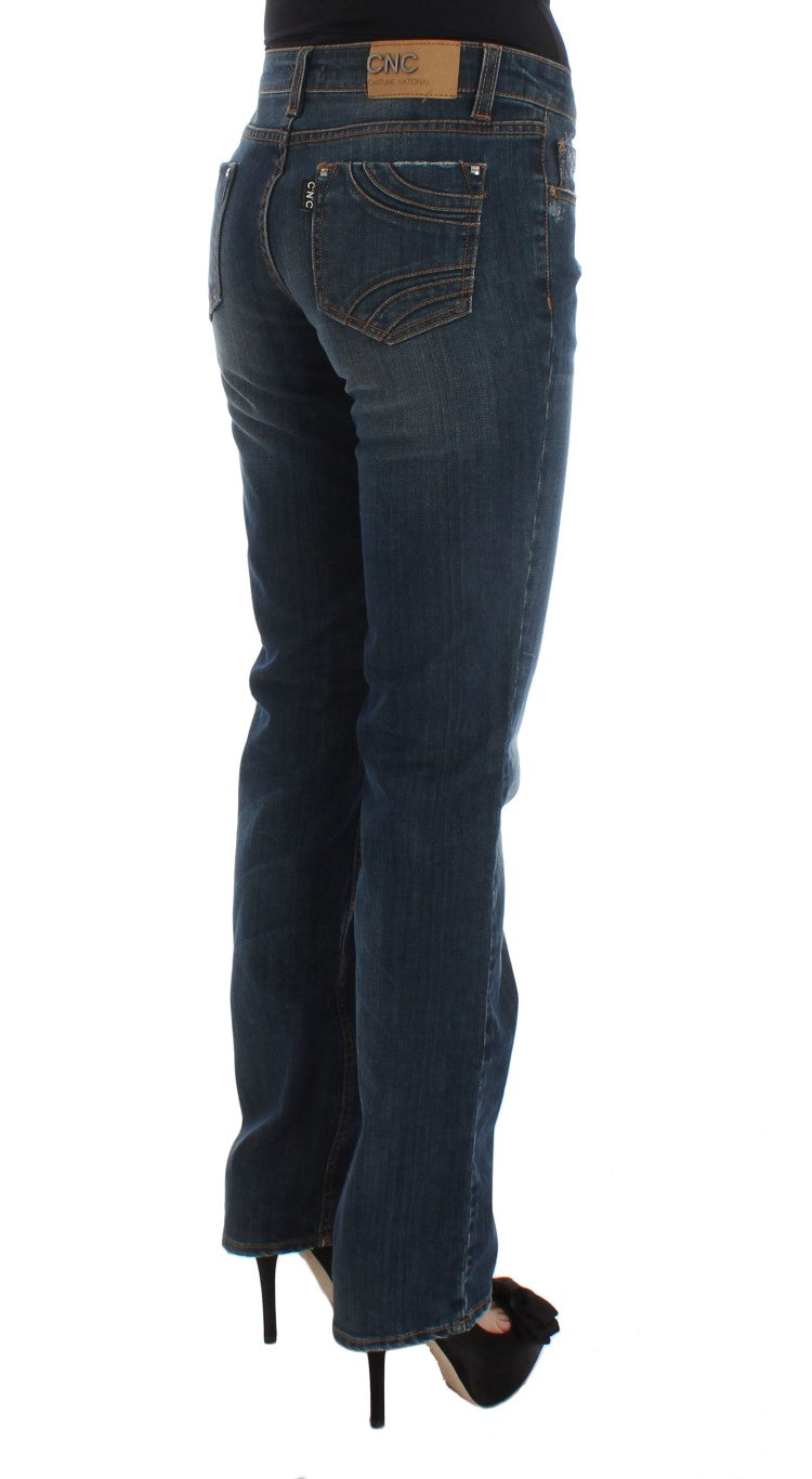 Costume National Blue Cotton Blend Bootcut Jeans | Regal Royce