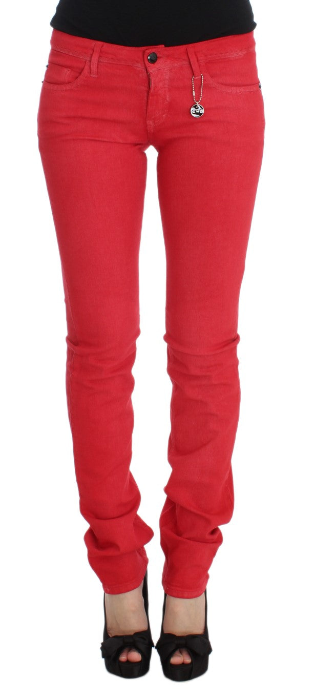 Costume National Red Cotton Blend Super Slim Fit Jeans | Regal Royce