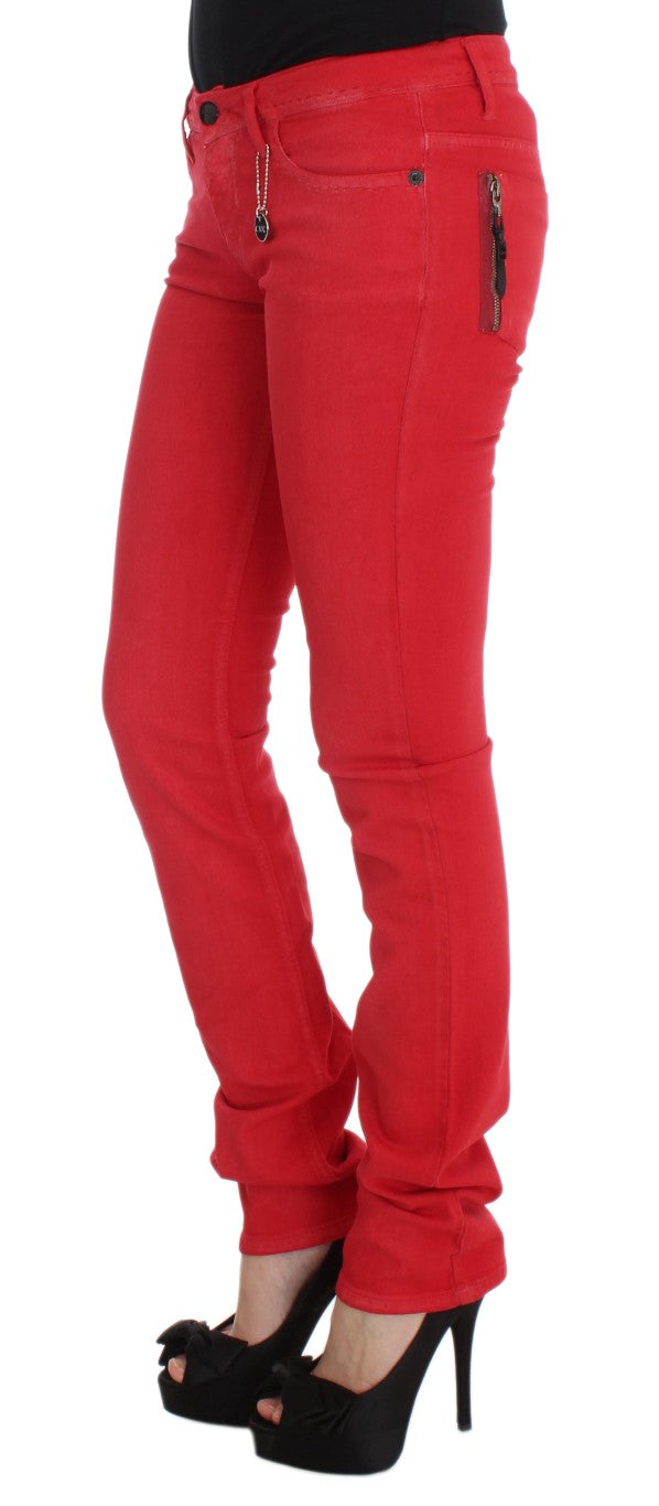 Costume National Red Cotton Blend Super Slim Fit Jeans | Regal Royce