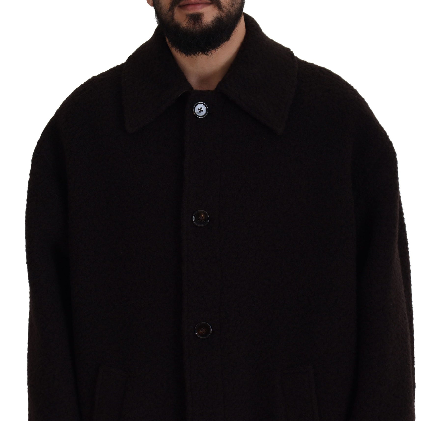 Dolce & Gabbana Black Alpaca Button Down Trench Coat Jacket | Regal Royce