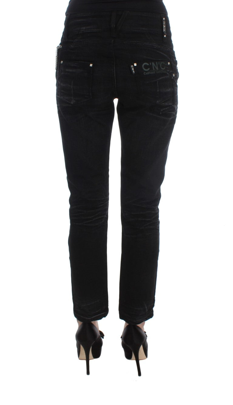 Costume National Black Cotton Slouchy Slims Fit Jeans | Regal Royce